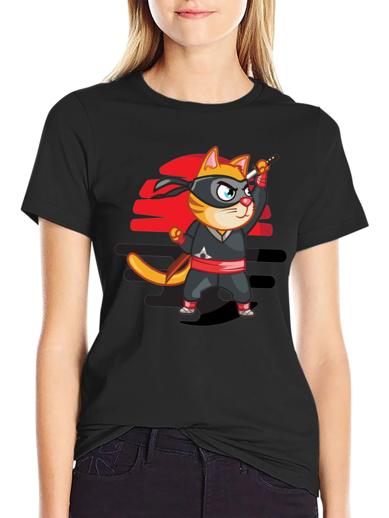 Ninja Cat T-Shirt - Cool Cartoon Graphic Tee