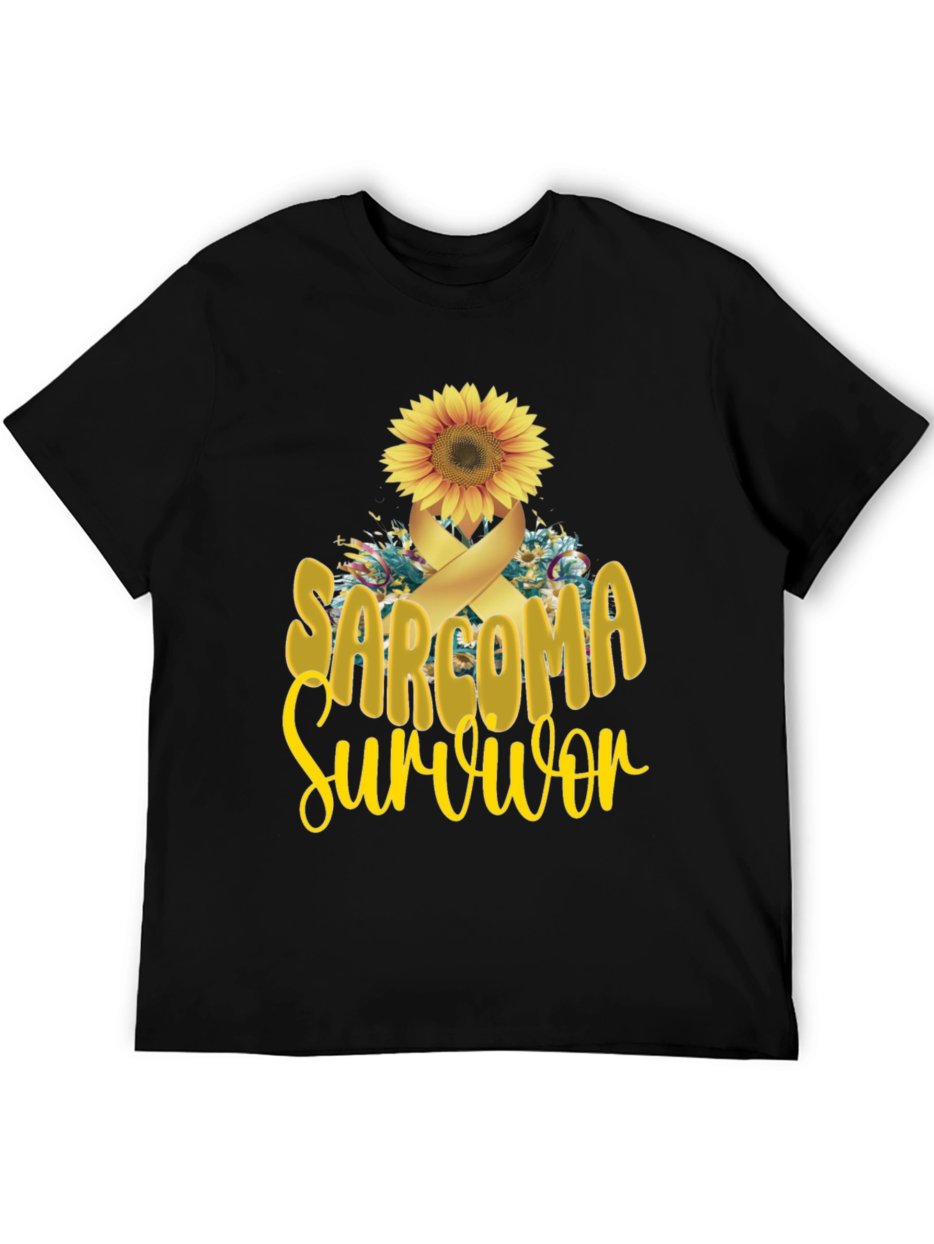 Sarcoma Survivor T-Shirt Sunflower Ribbon Cancer Awareness