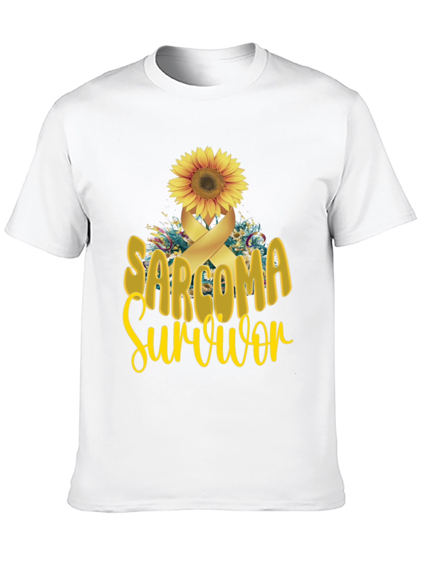 Sarcoma Survivor T-Shirt Sunflower Ribbon Cancer Awareness