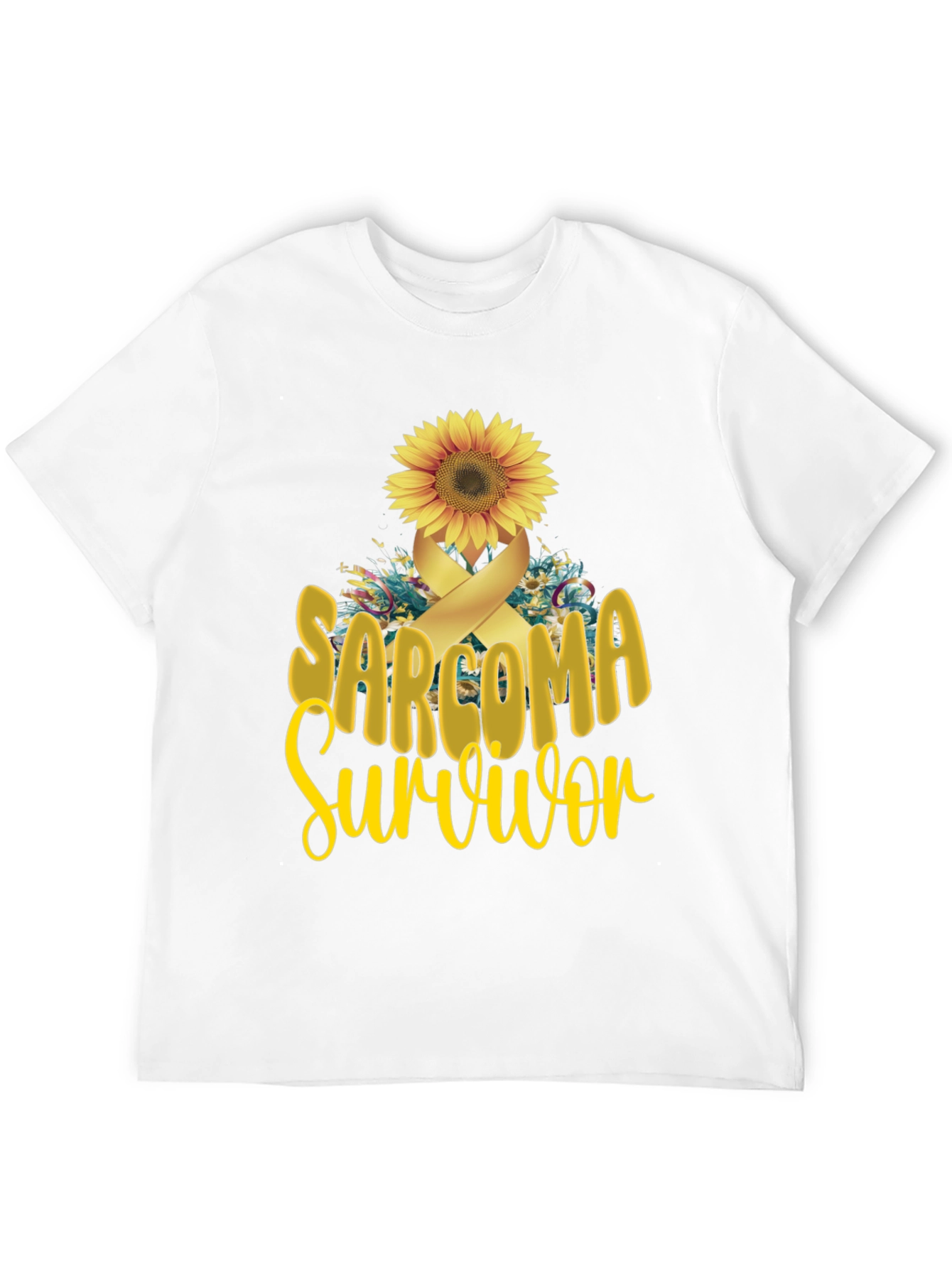 Sarcoma Survivor T-Shirt Sunflower Ribbon Cancer Awareness