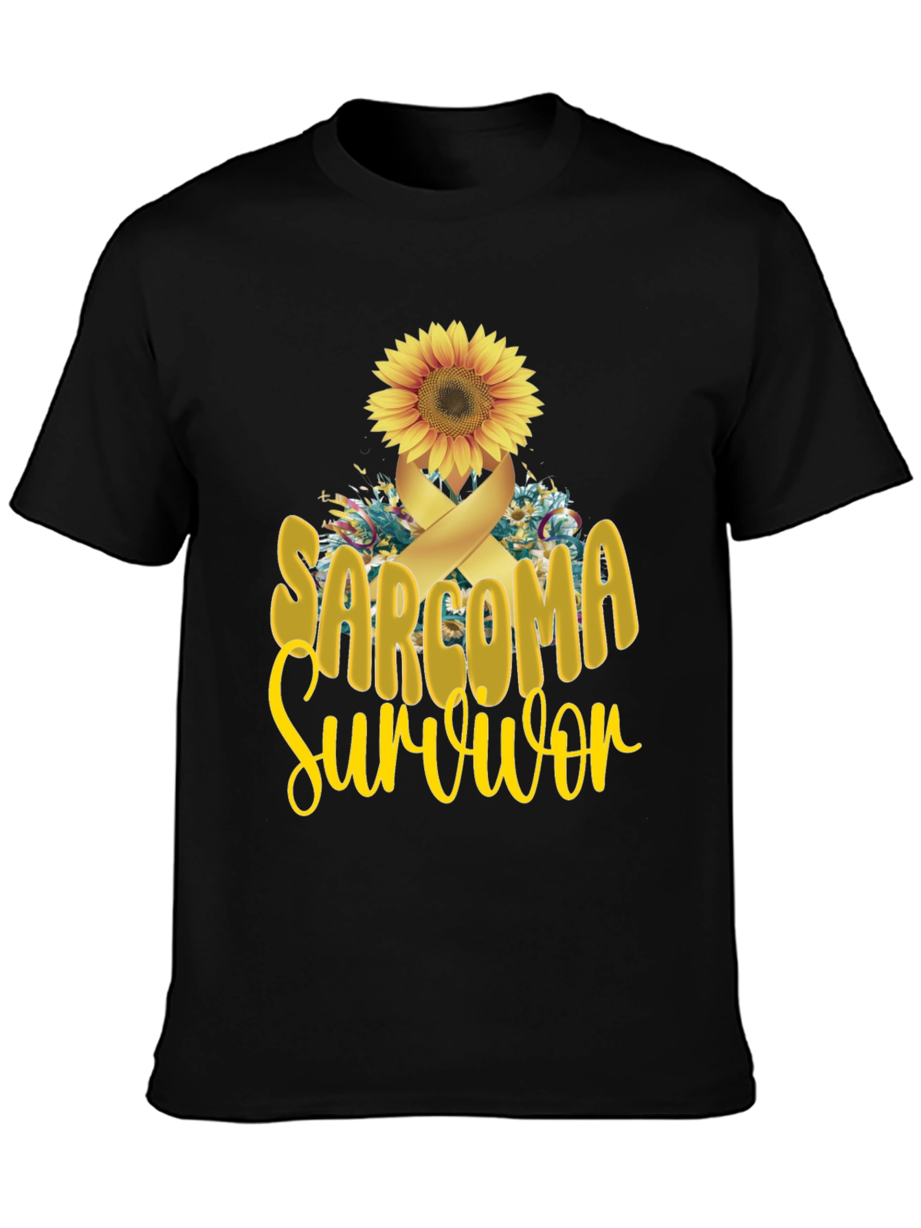 Sarcoma Survivor T-Shirt Sunflower Ribbon Cancer Awareness