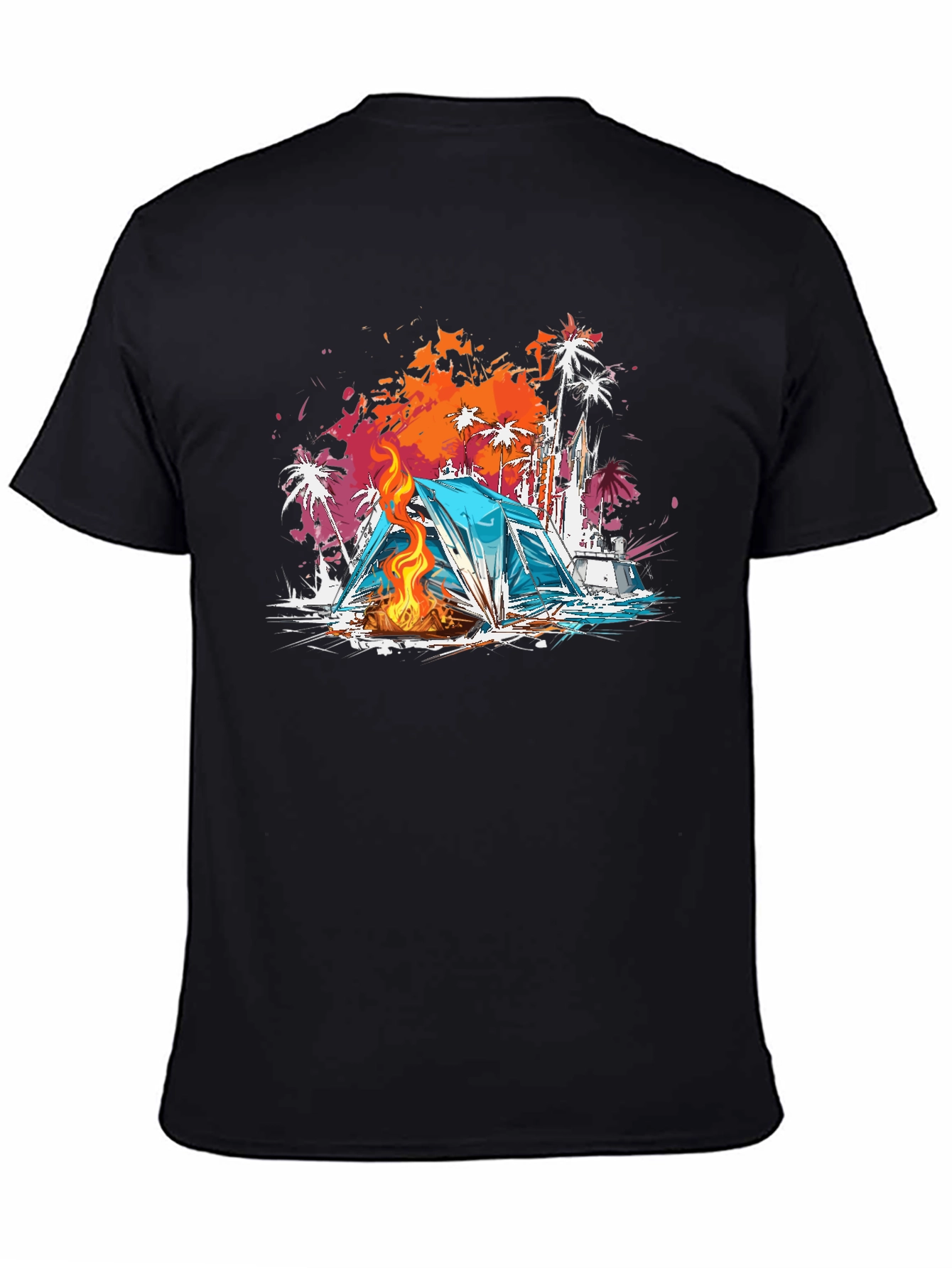 Camping Vibes Graphic Tee - Beach Campfire T-Shirt