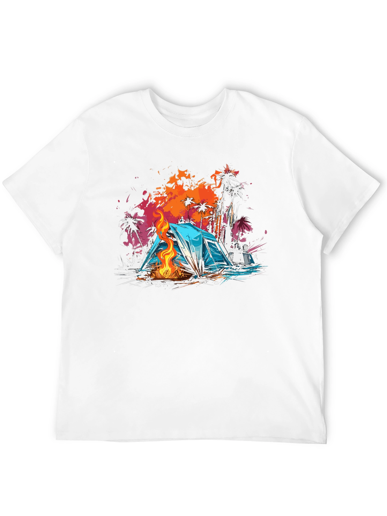 Camping Vibes Graphic Tee - Beach Campfire T-Shirt