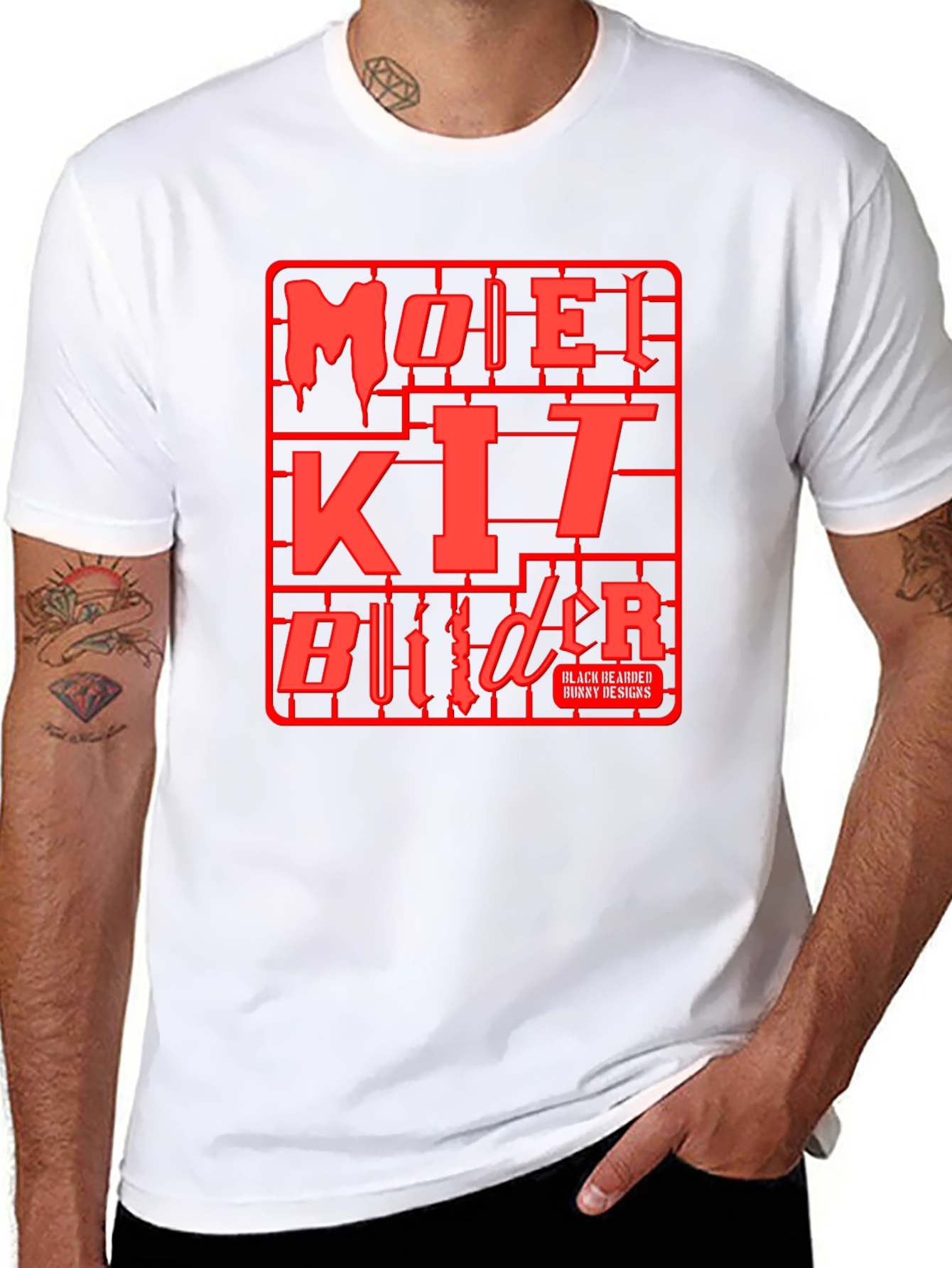 Model Kit Builder T-Shirt - Black Red Graphic Tee