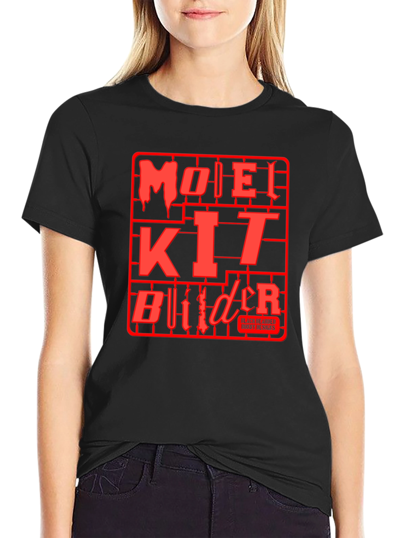 Model Kit Builder T-Shirt - Black Red Graphic Tee