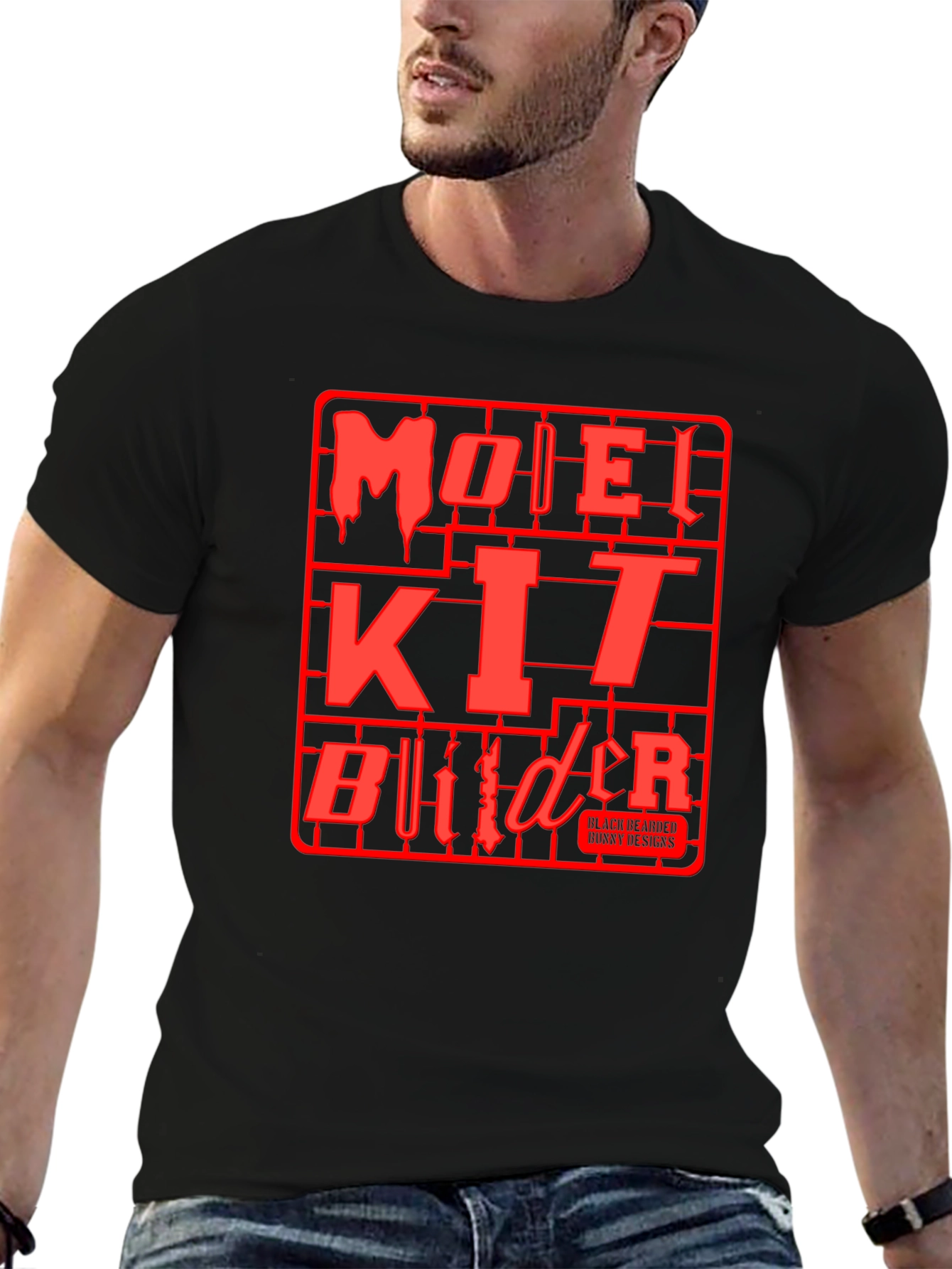 Model Kit Builder T-Shirt - Black Red Graphic Tee