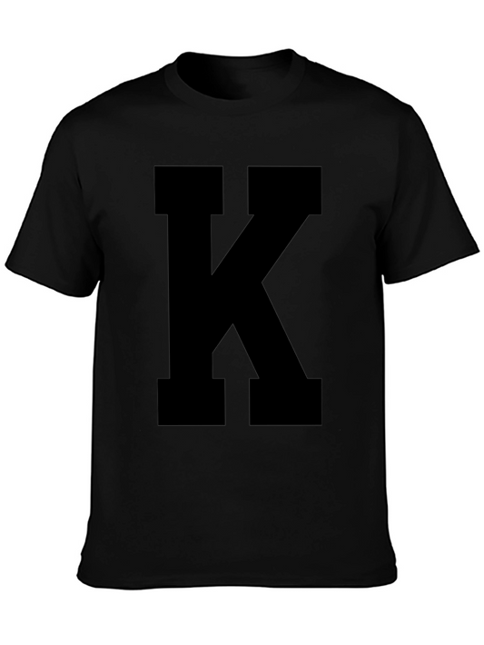 Bold Black K Graphic Tee - Classic Comfort