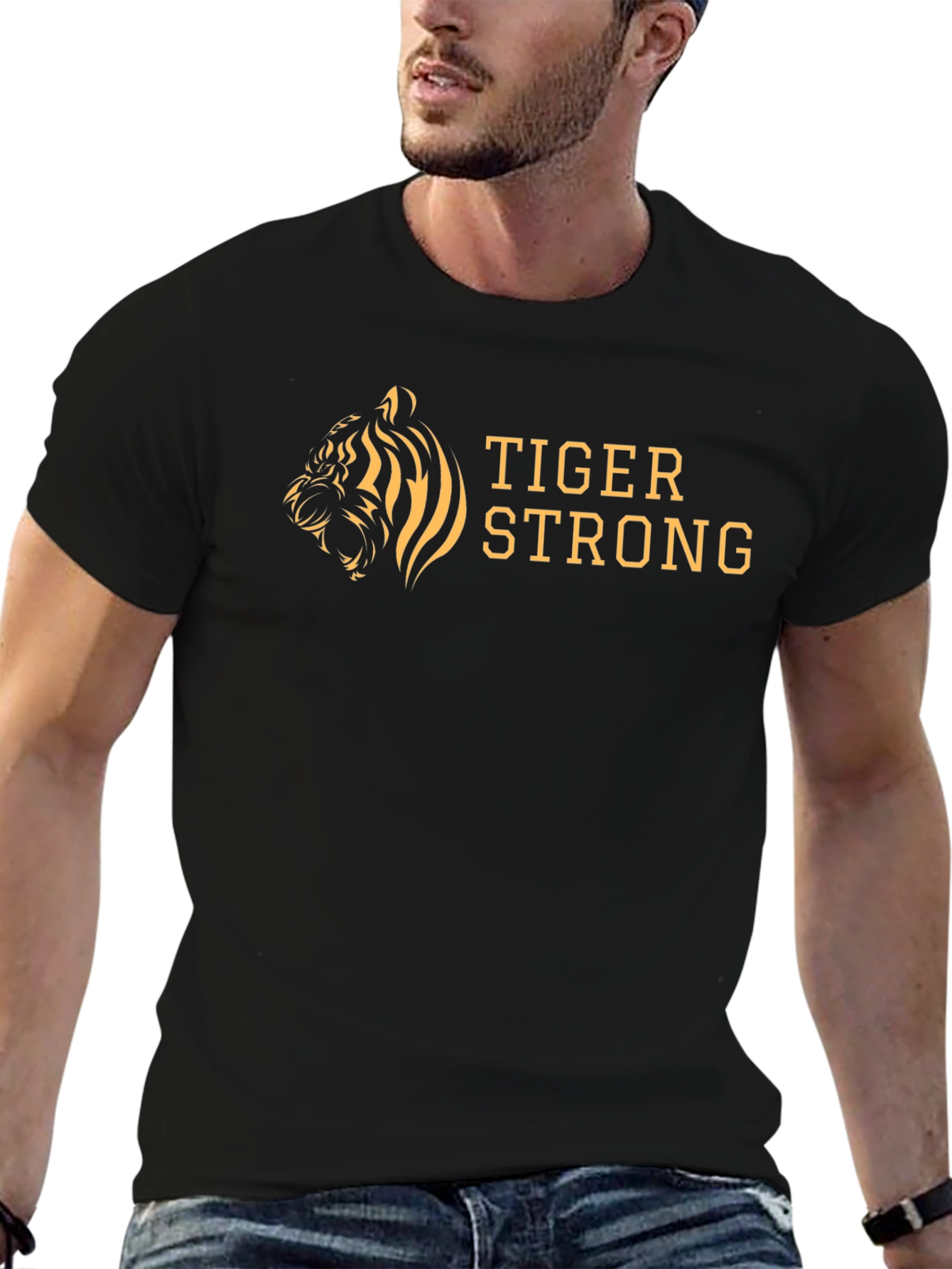 Tiger Strong Graphic Tee - Bold Black T-Shirt