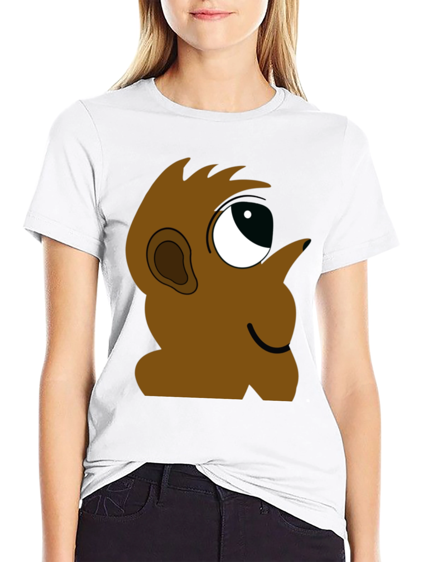 Cartoon Character Graphic Tee - Black