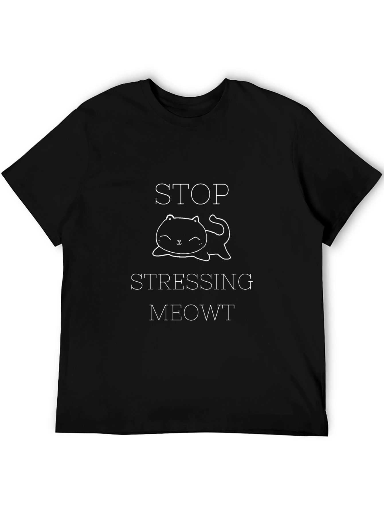 Stop Stressing Meowt Black Graphic Tee
