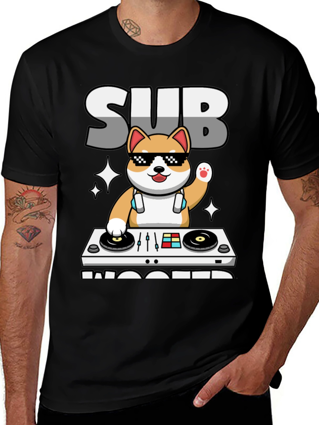 Subwoofer DJ Shiba Inu Graphic Tee