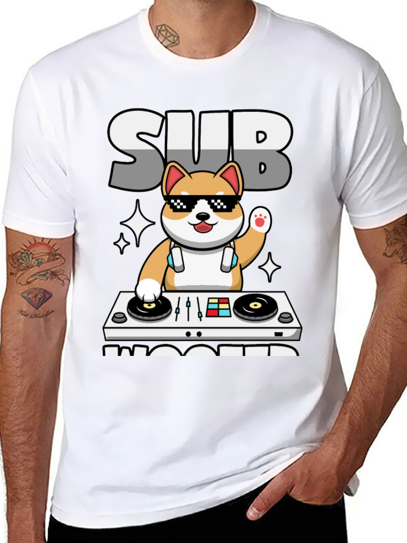 Subwoofer DJ Shiba Inu Graphic Tee