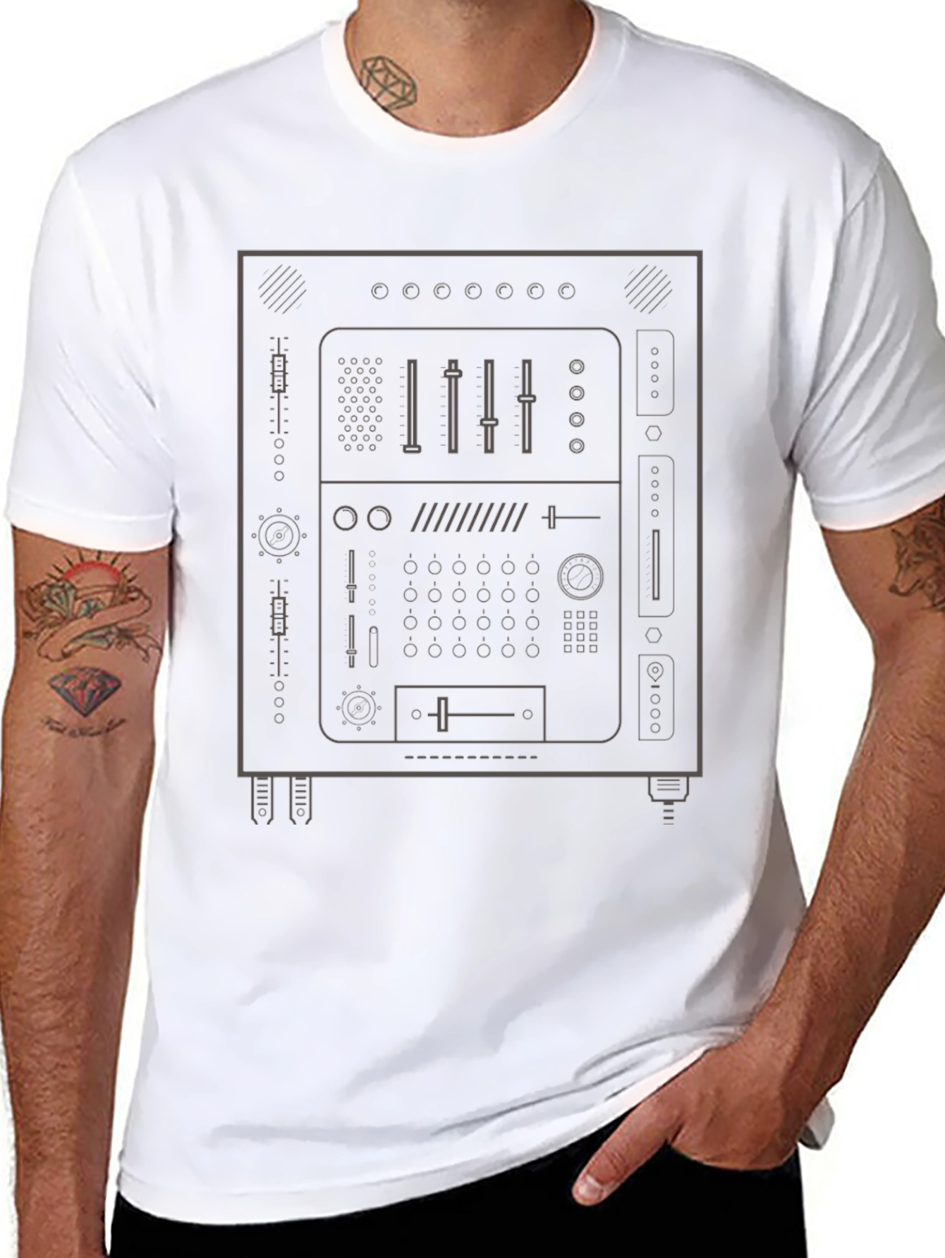 Synth Graphic Black T-Shirt - Music Producer Tee