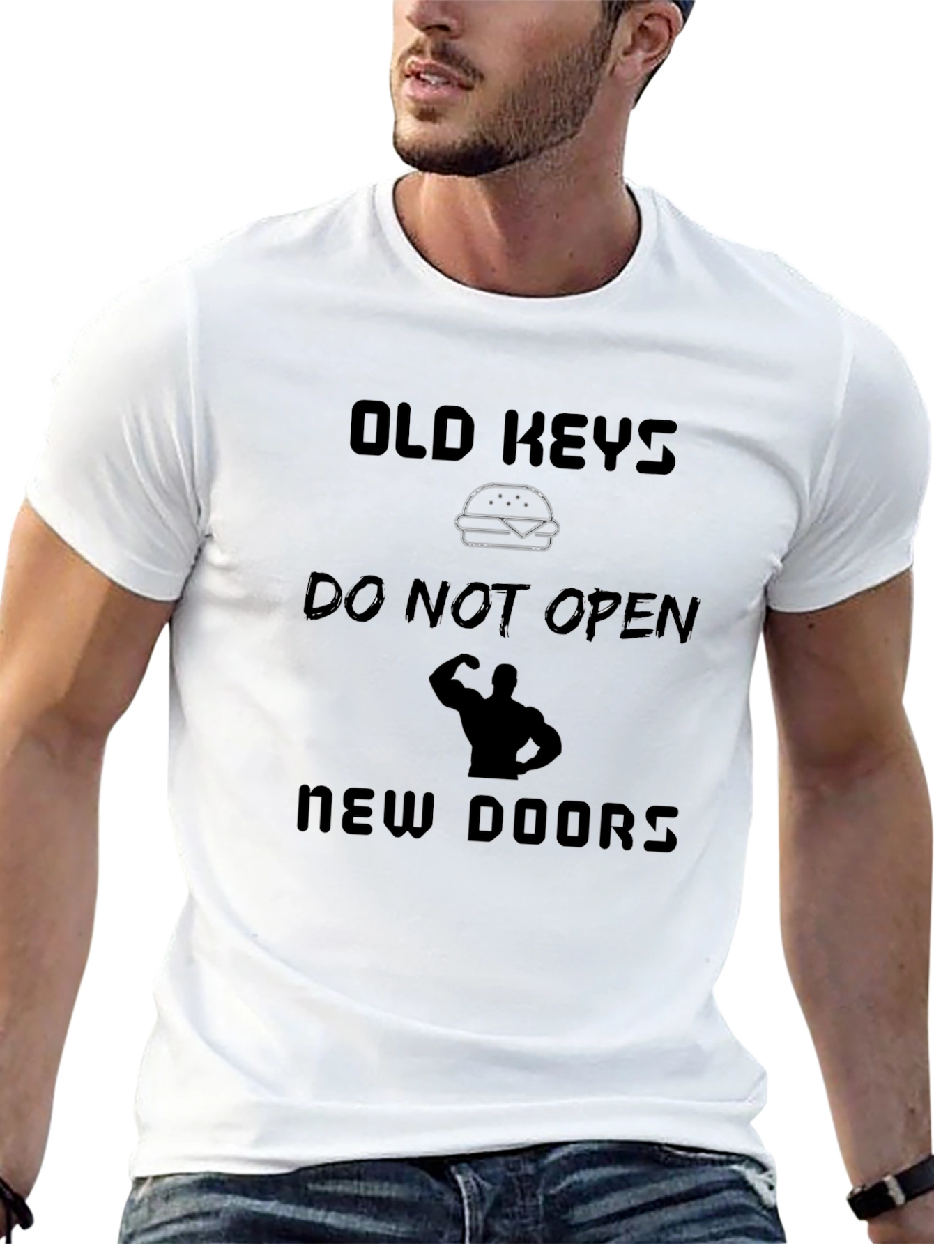 Humorous Old Keys Graphic Print Tee
