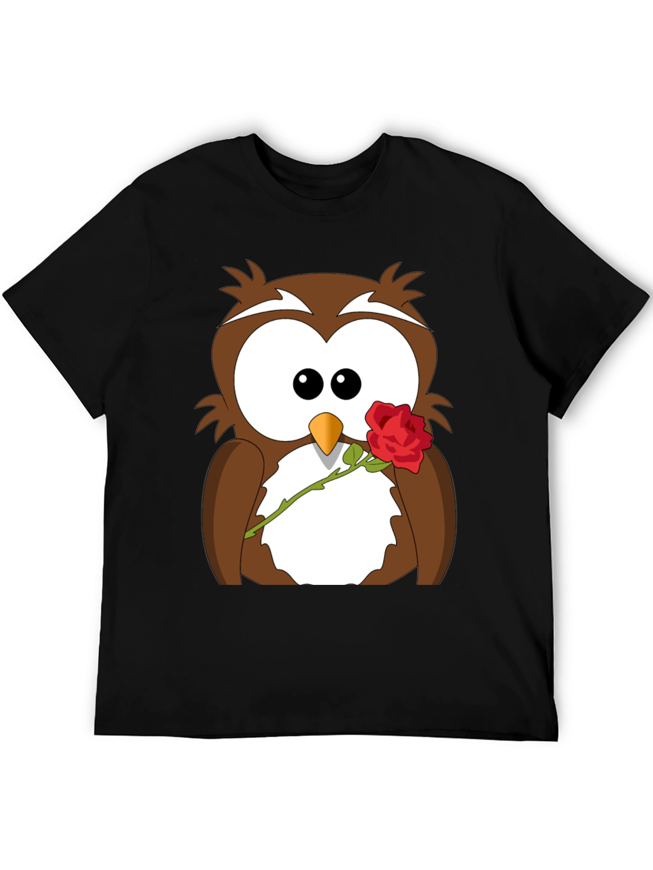 Owl With Rose Graphic T-Shirt