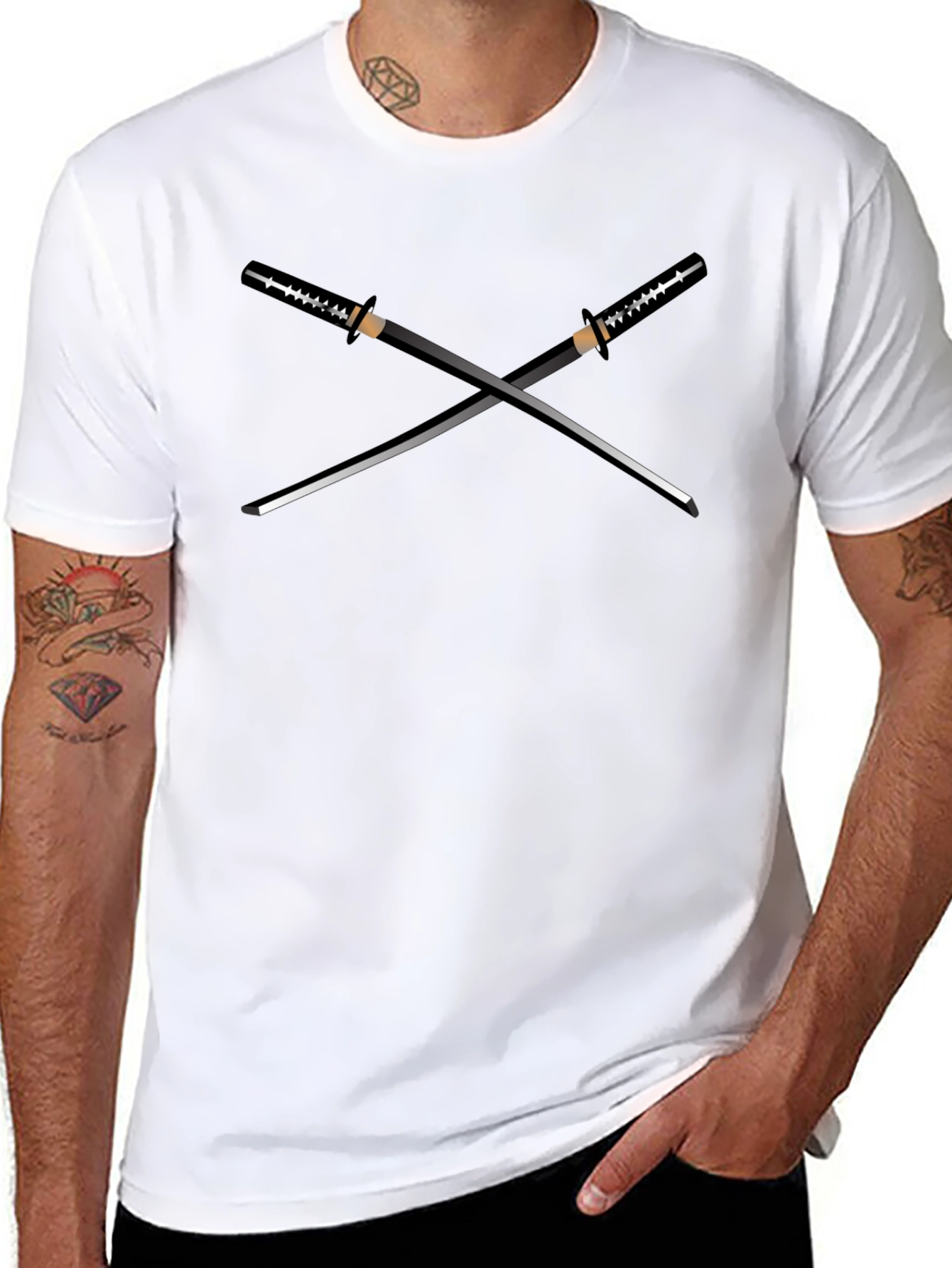 Crossed Swords Graphic Tee - Ninja Samurai Style