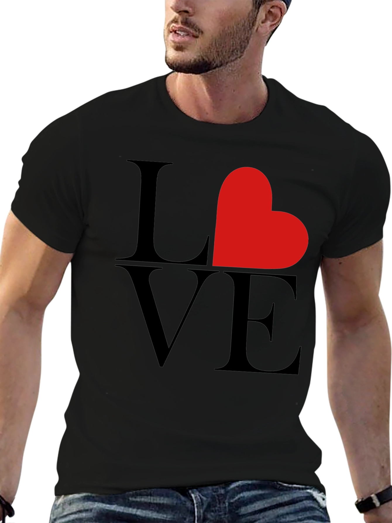 Love Heart Graphic Tee - Black