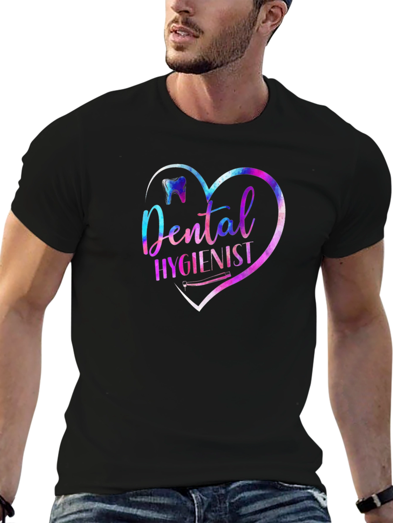 Dental Hygienist Heart Graphic Tee - Black