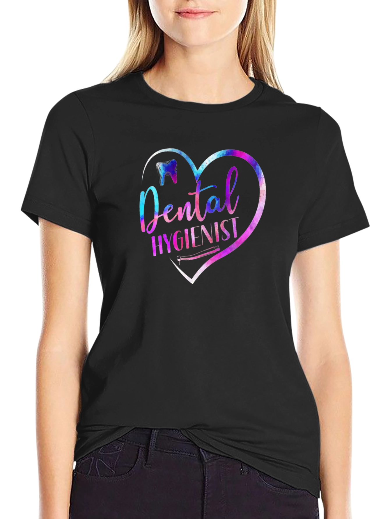 Dental Hygienist Heart Graphic Tee - Black