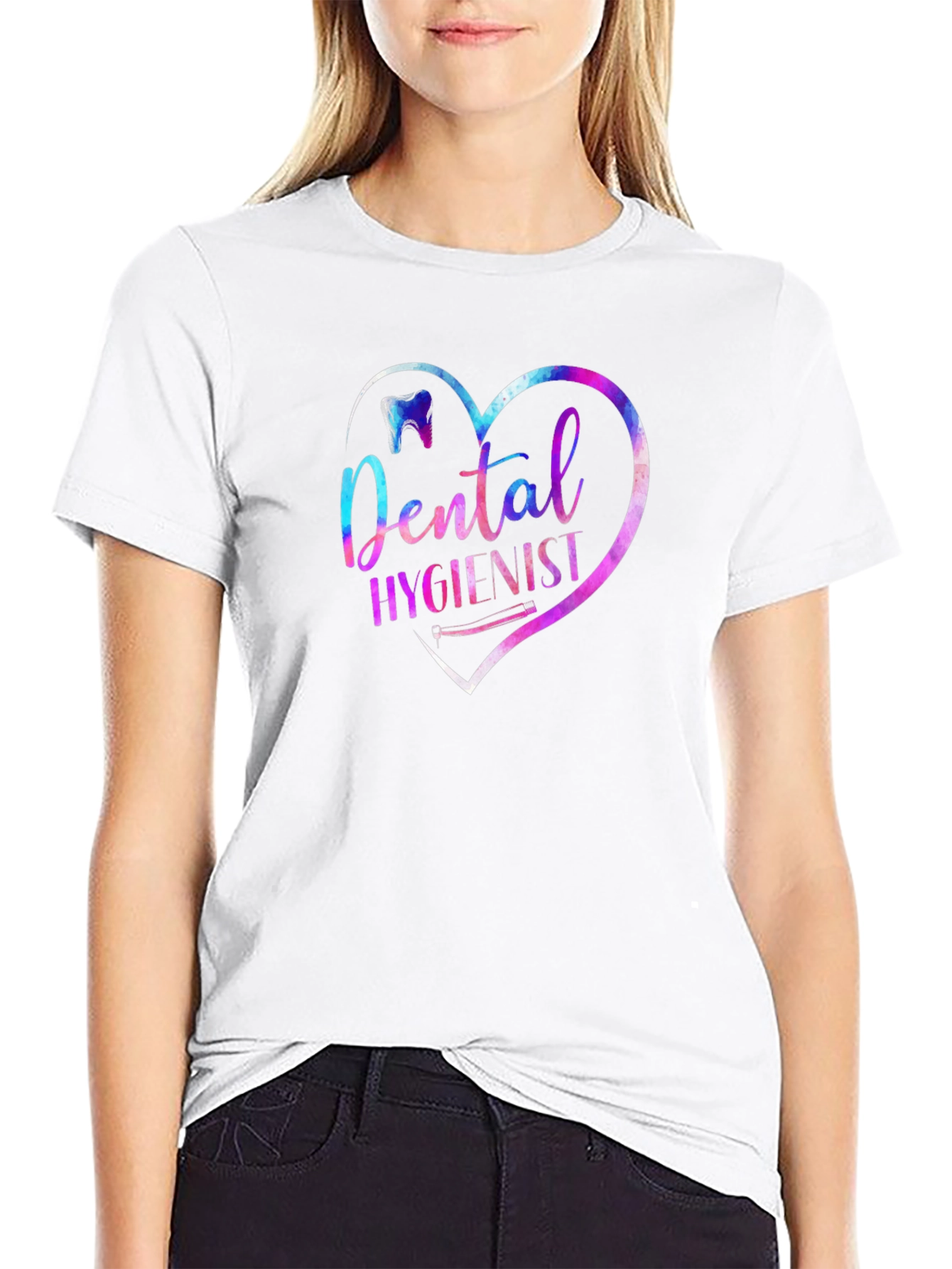Dental Hygienist Heart Graphic Tee - Black