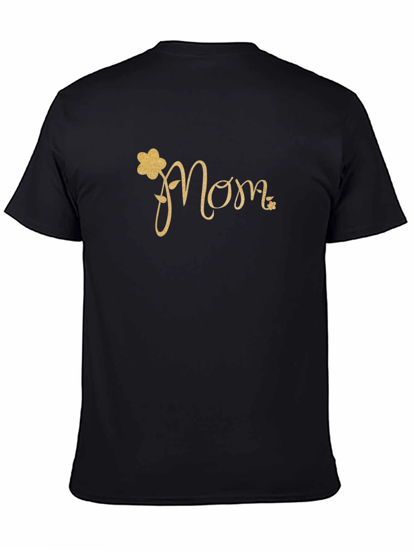 Mom Flower Graphic Black T-Shirt
