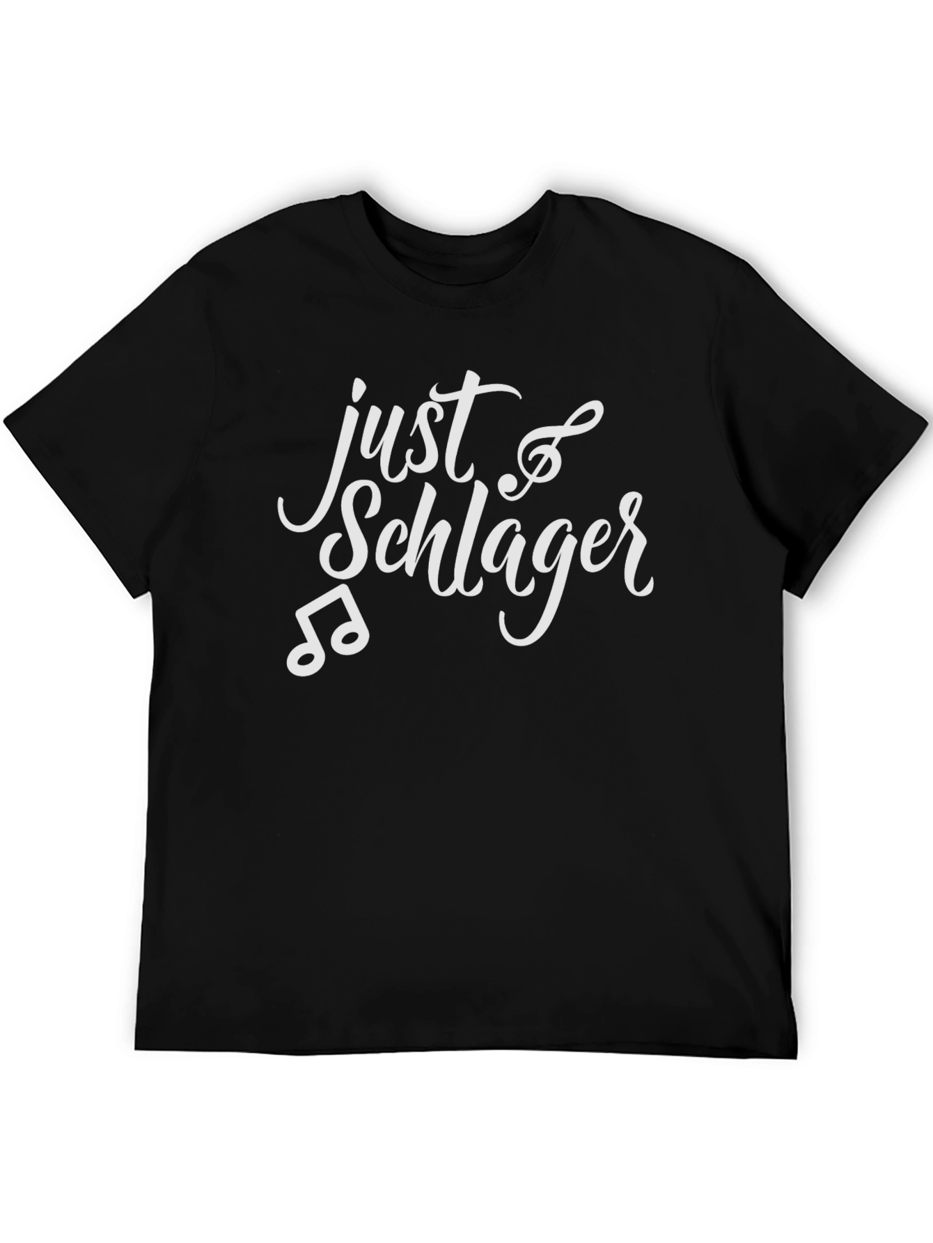 Just Schlager Black T-Shirt Music Note Design