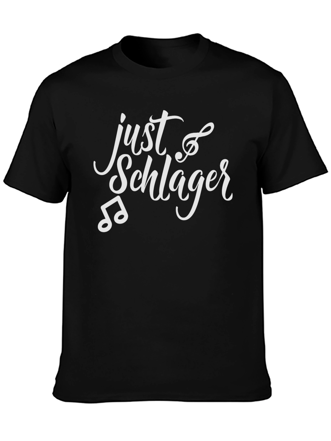 Just Schlager Black T-Shirt Music Note Design