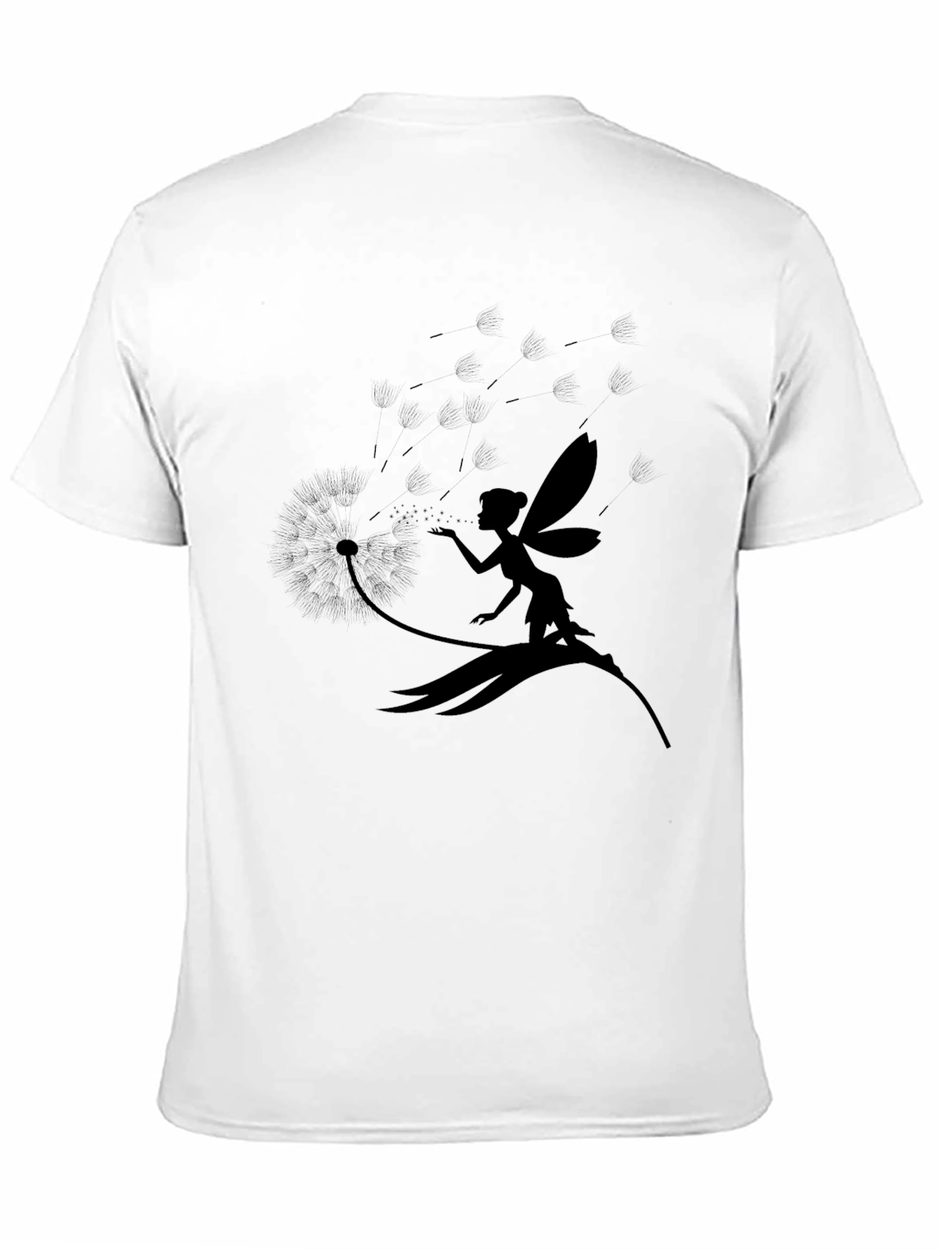 Fairy Dandelion Print Tee - Stylish Black T-Shirt