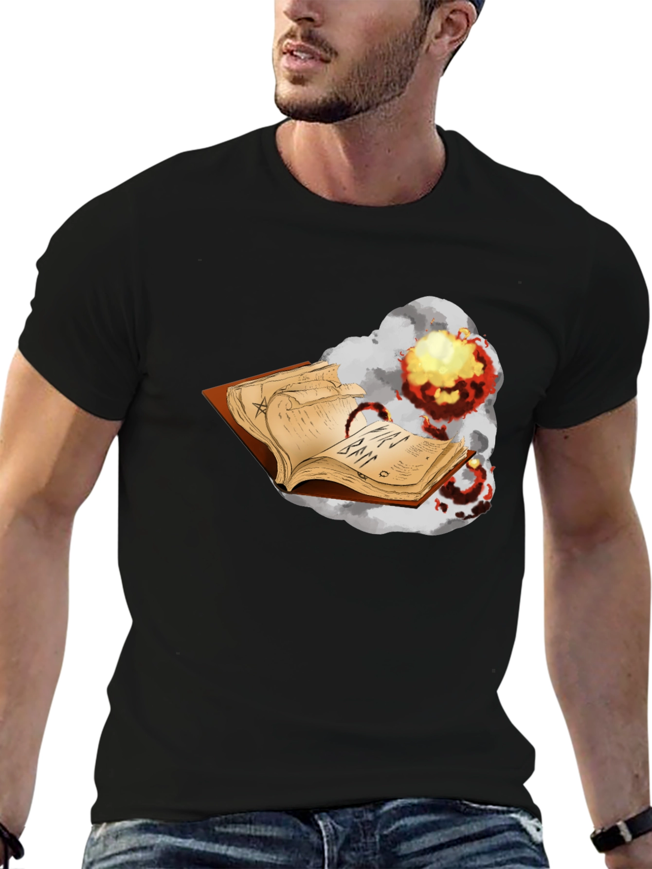 Exploding Spell Book Black T-Shirt