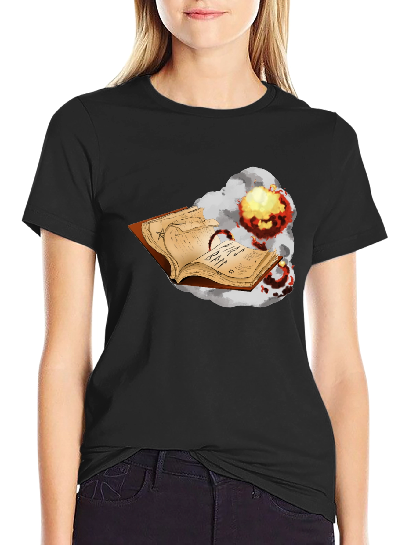 Exploding Spell Book Black T-Shirt