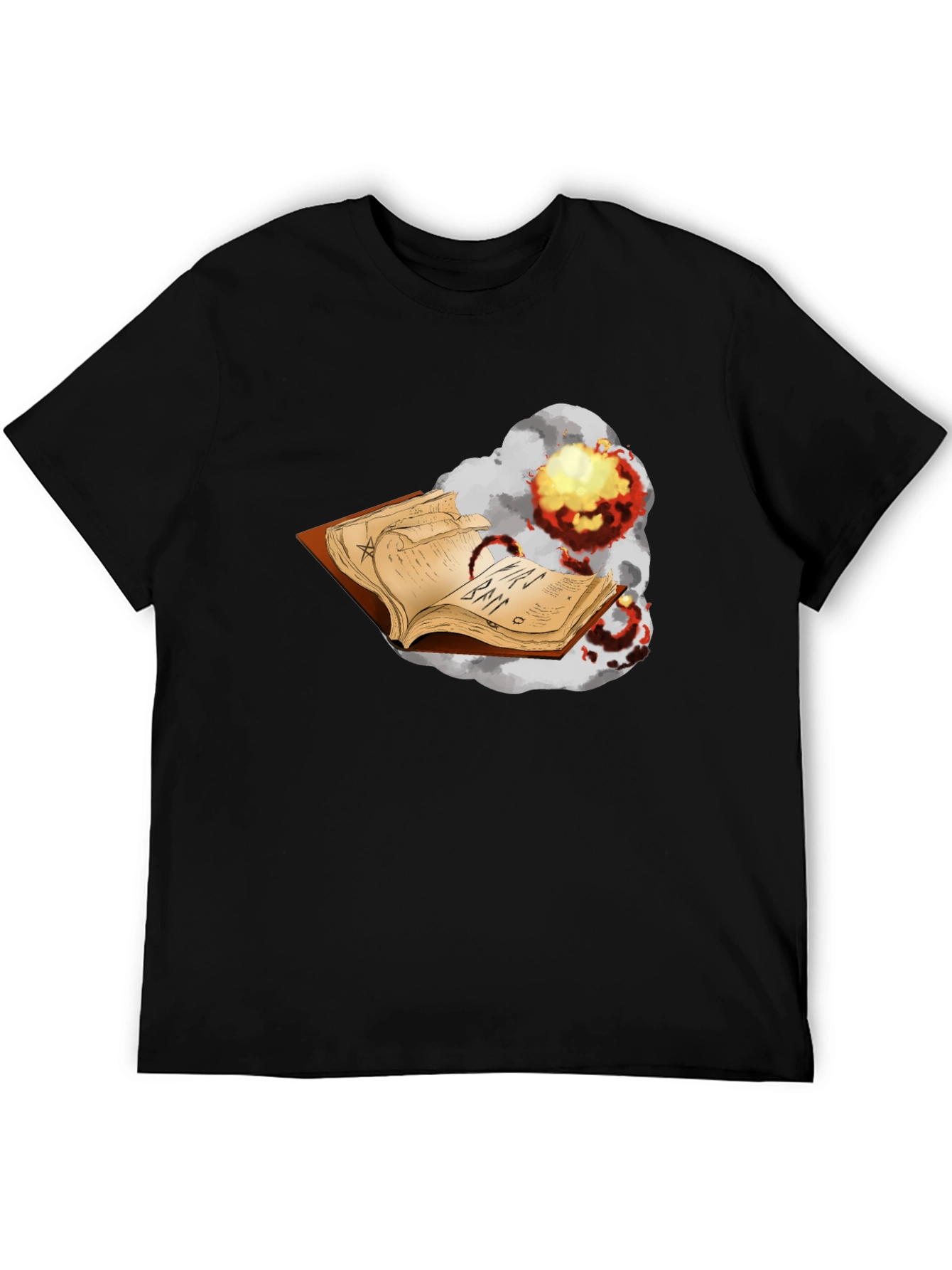 Exploding Spell Book Black T-Shirt