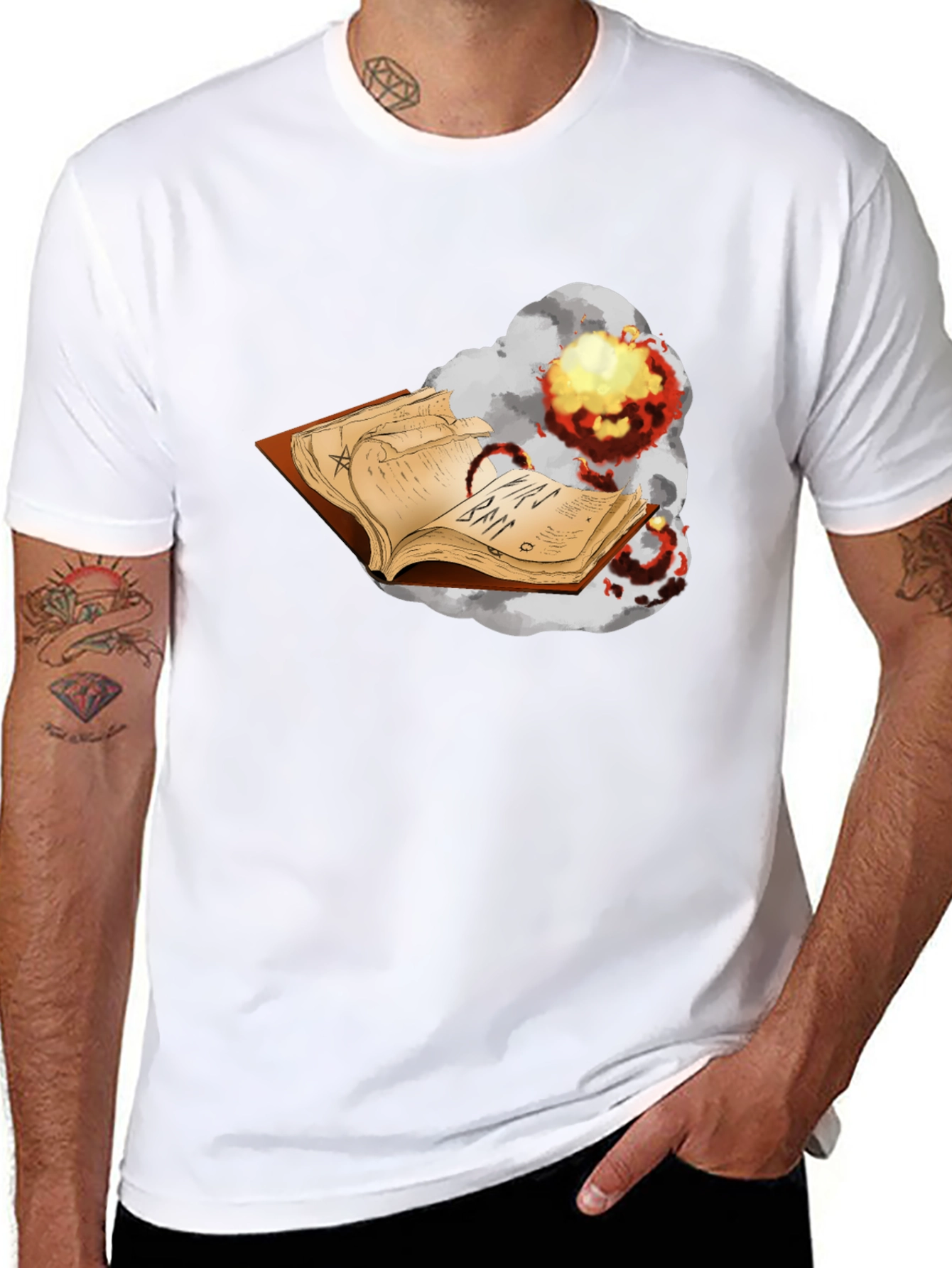 Exploding Spell Book Black T-Shirt
