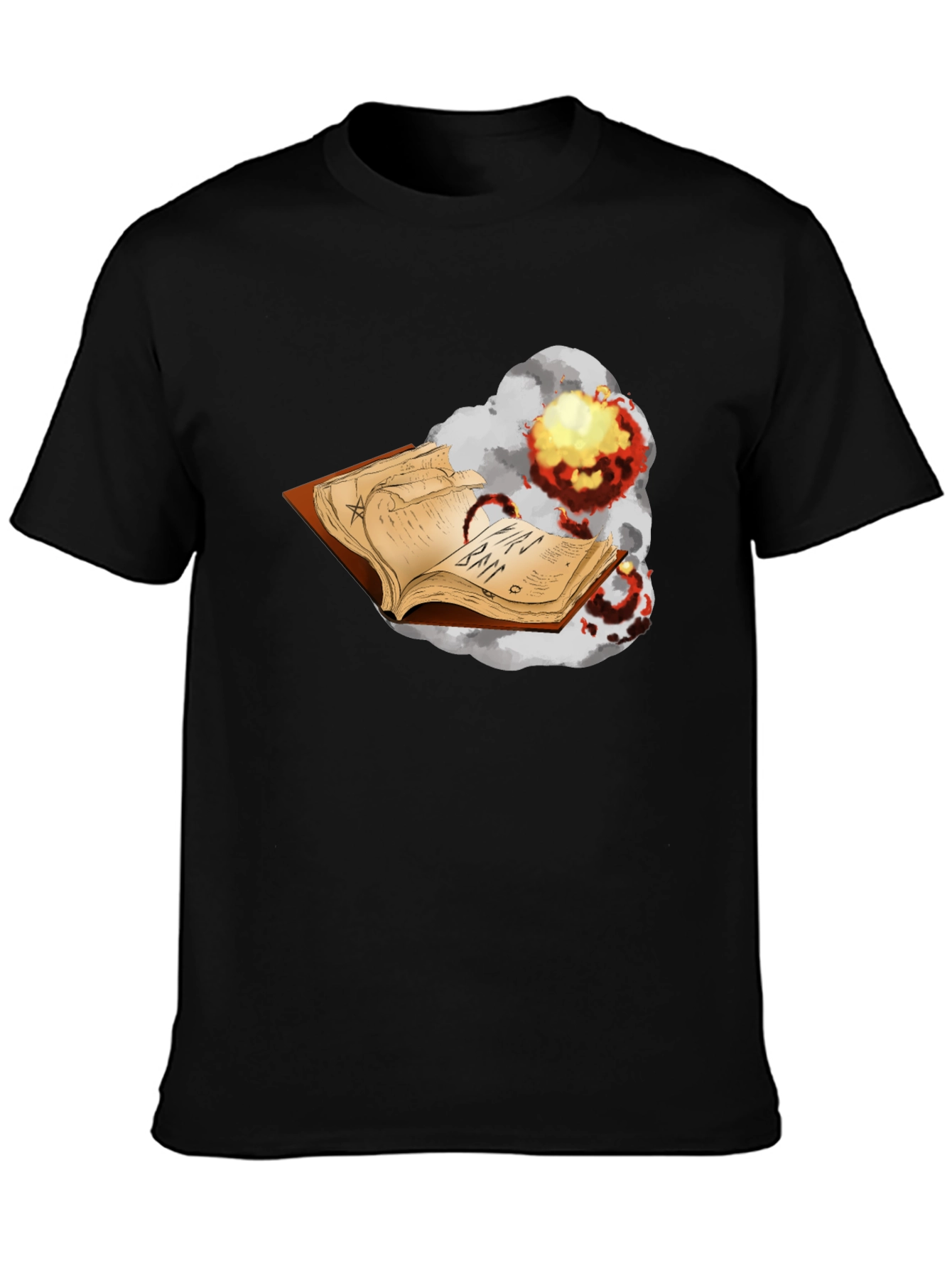Exploding Spell Book Black T-Shirt