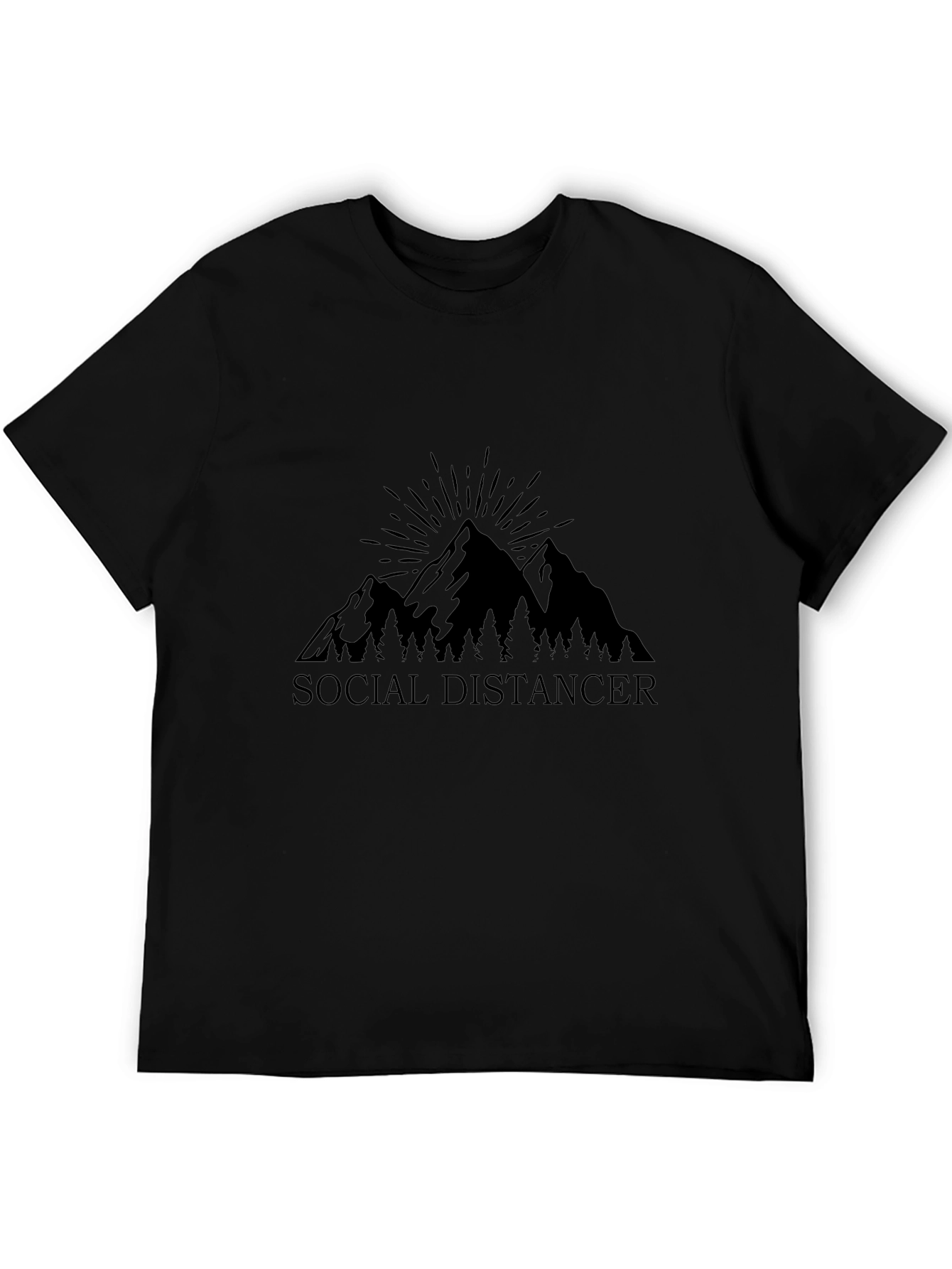 Social Distancer Mountain Graphic T-Shirt - Black