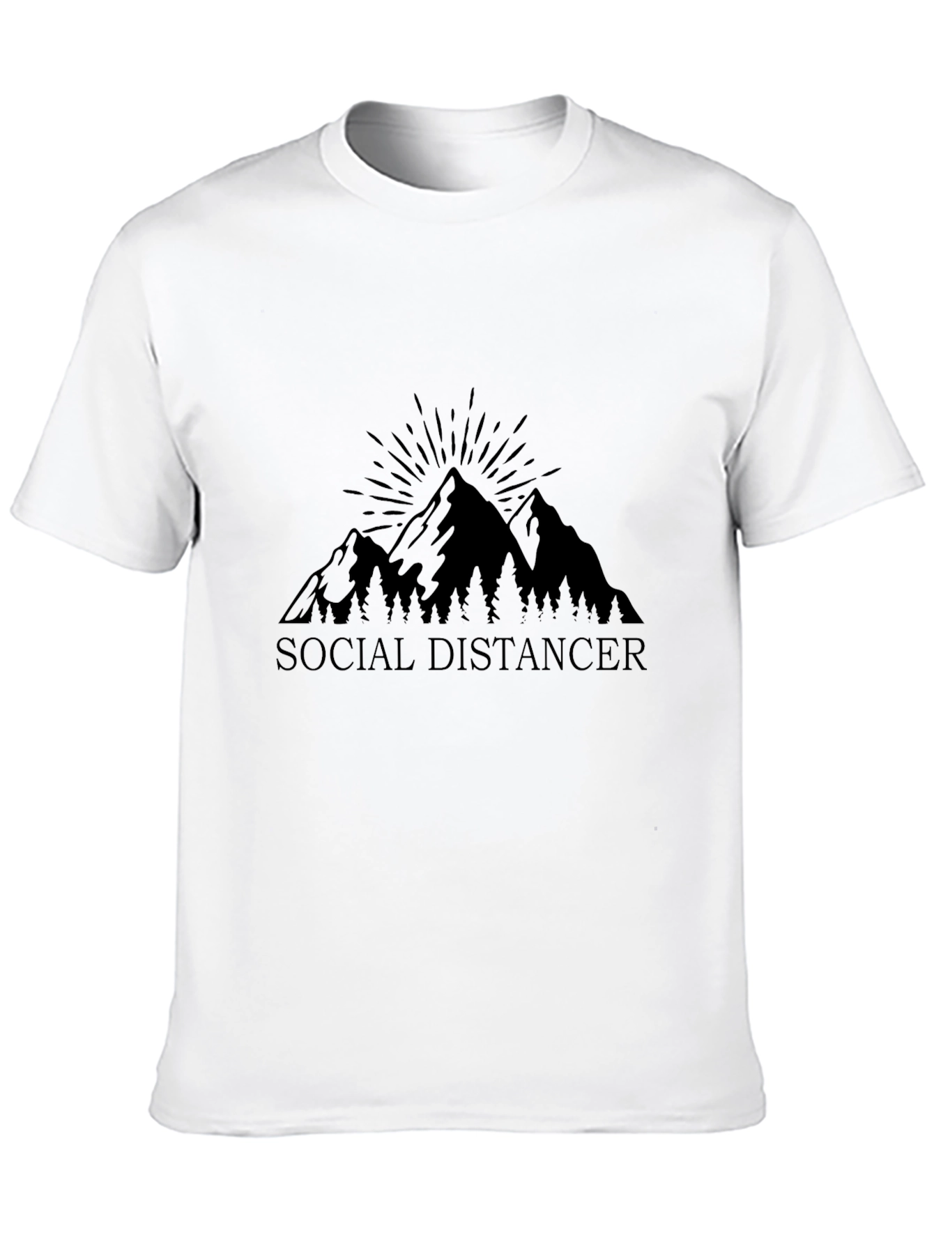 Social Distancer Mountain Graphic T-Shirt - Black
