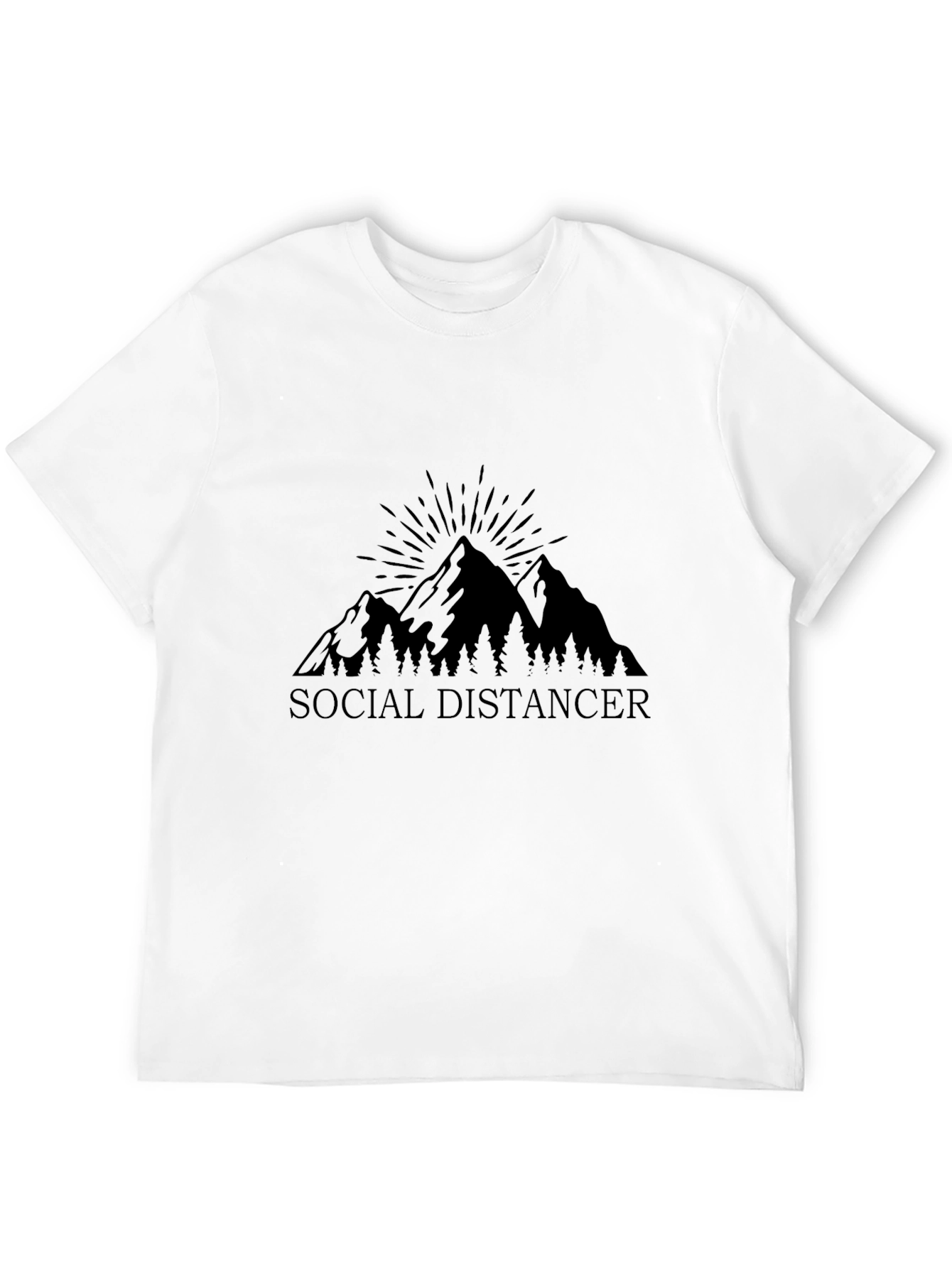 Social Distancer Mountain Graphic T-Shirt - Black