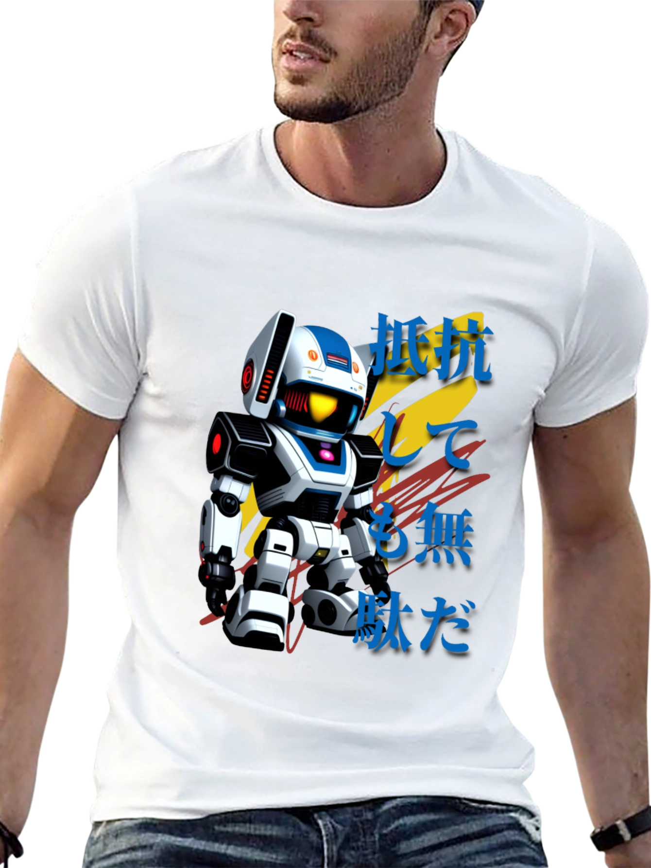 Retro Robot Graphic Tee - Japanese Text Design