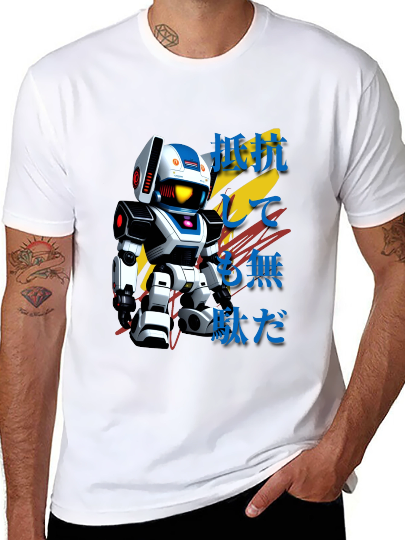 Retro Robot Graphic Tee - Japanese Text Design