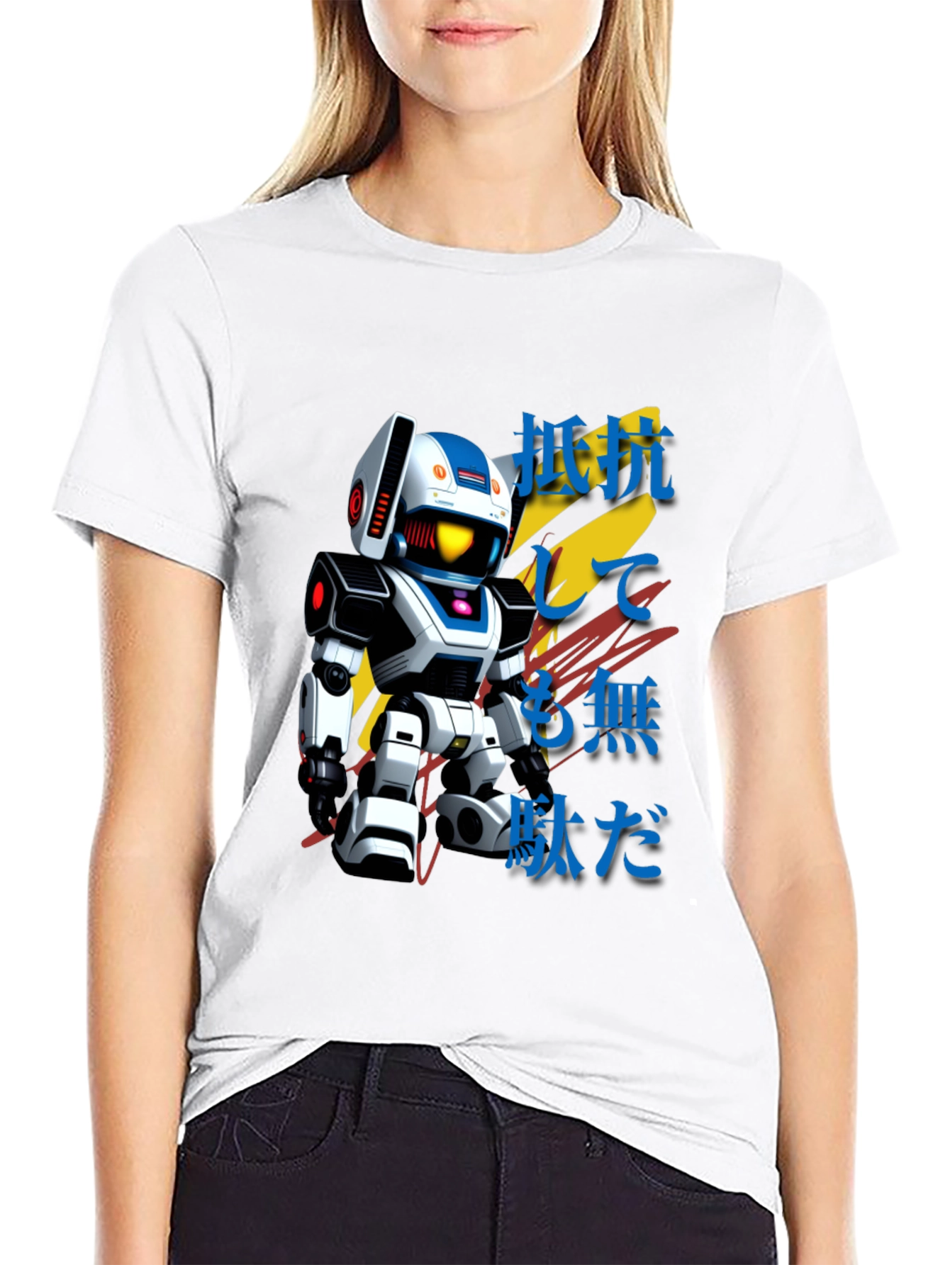 Retro Robot Graphic Tee - Japanese Text Design