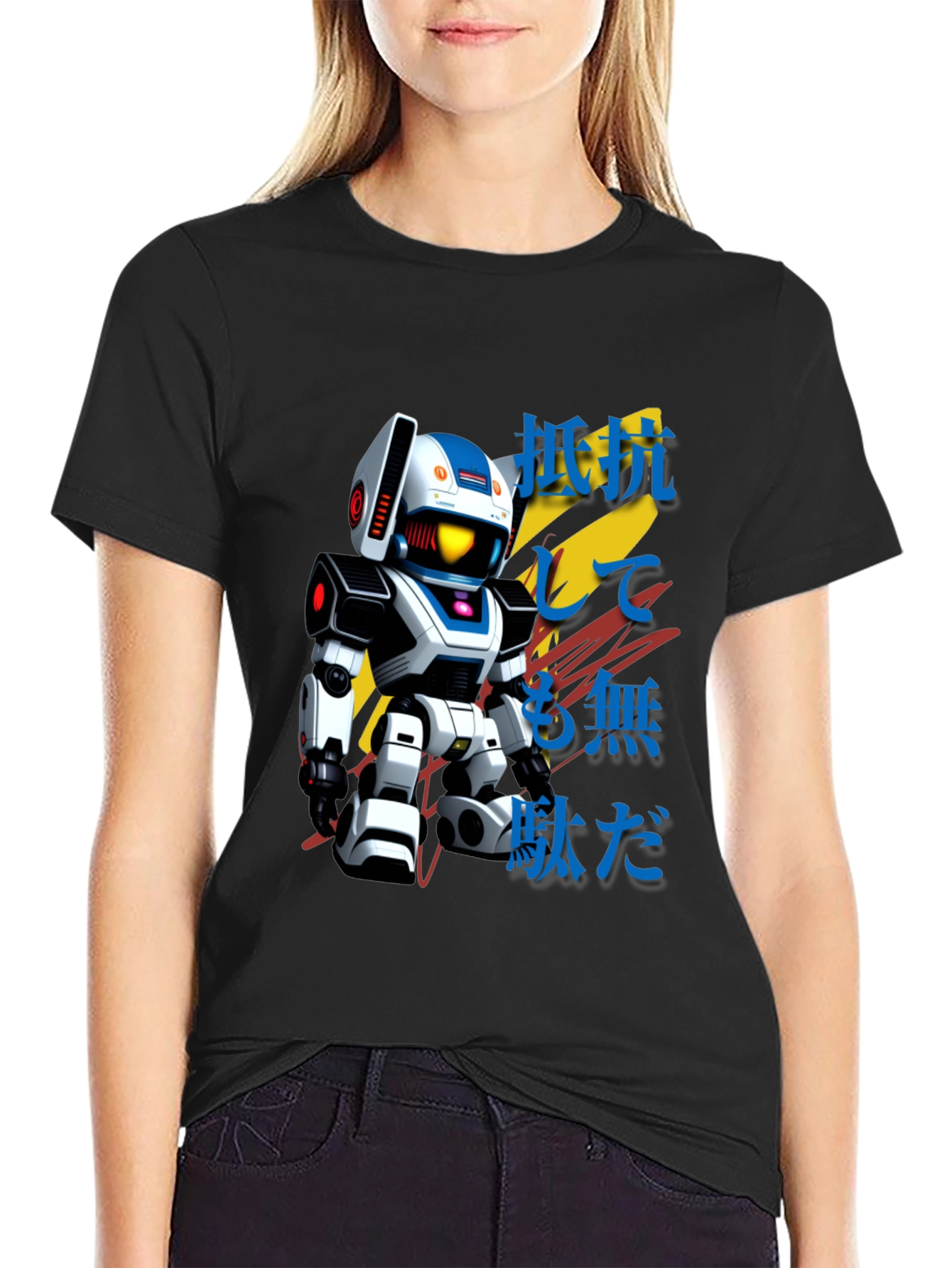 Retro Robot Graphic Tee - Japanese Text Design