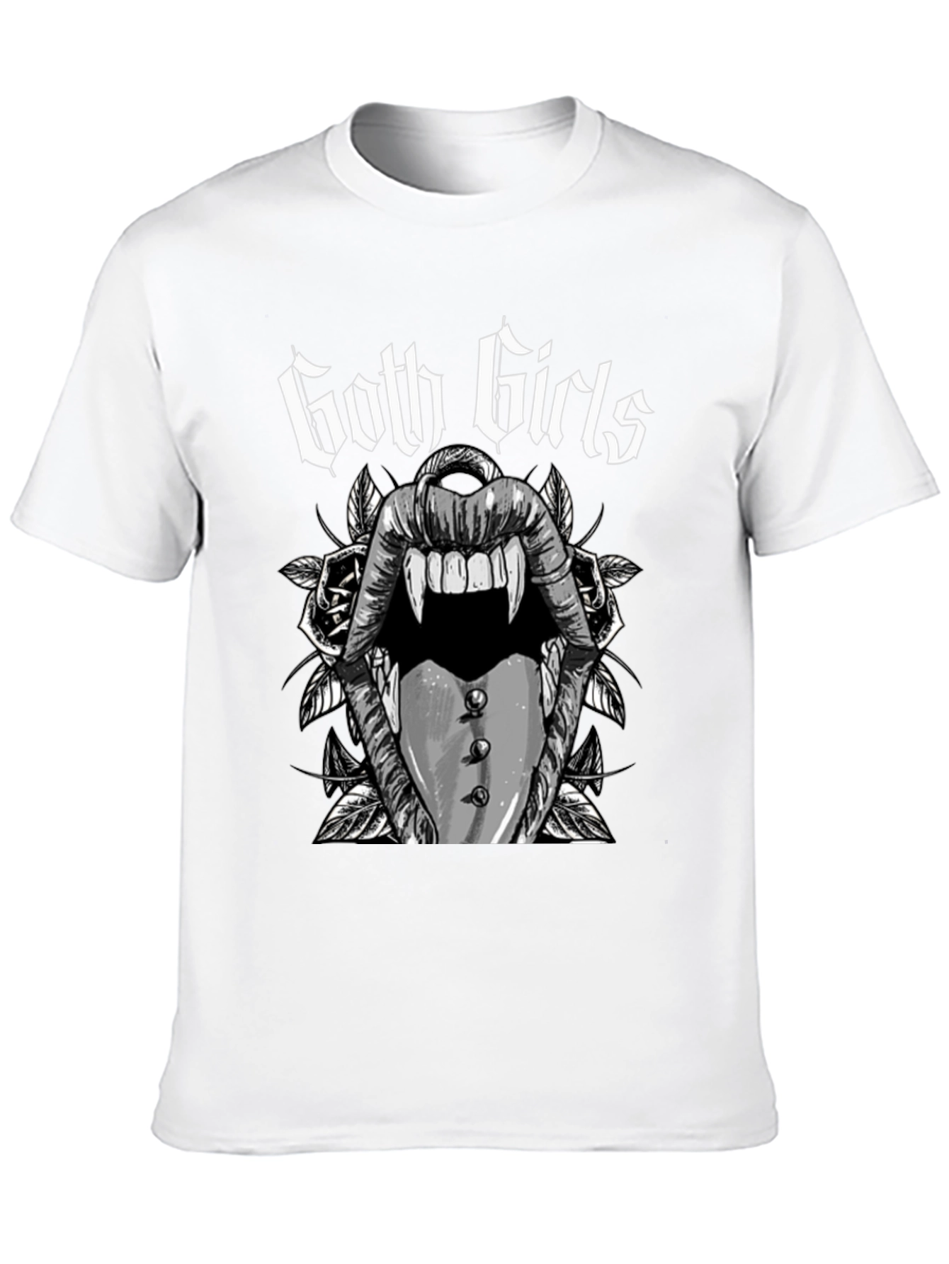 Goth Girls Vampire Lips Black Graphic Tee