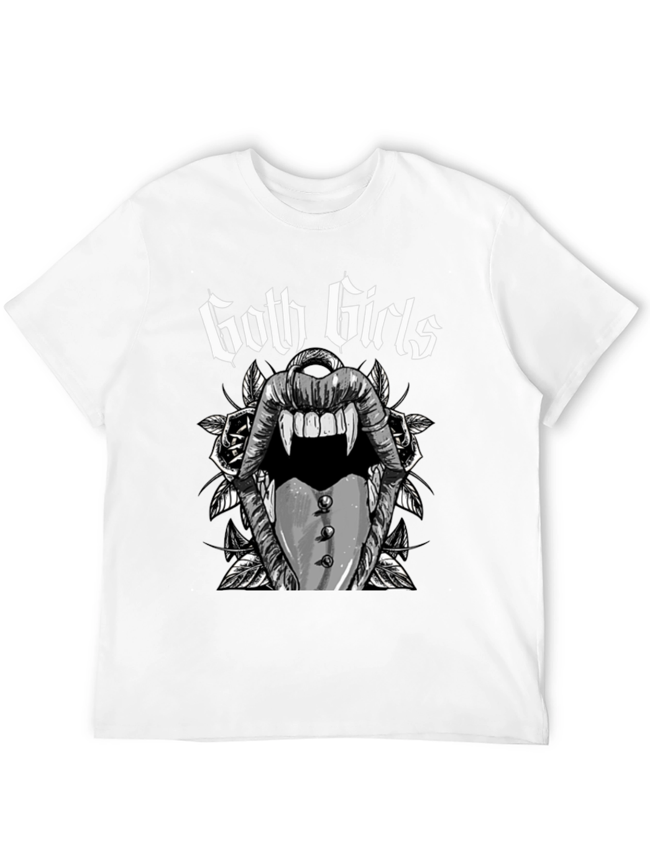 Goth Girls Vampire Lips Black Graphic Tee