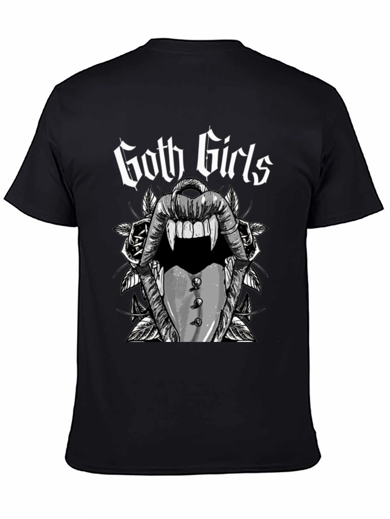 Goth Girls Vampire Lips Black Graphic Tee