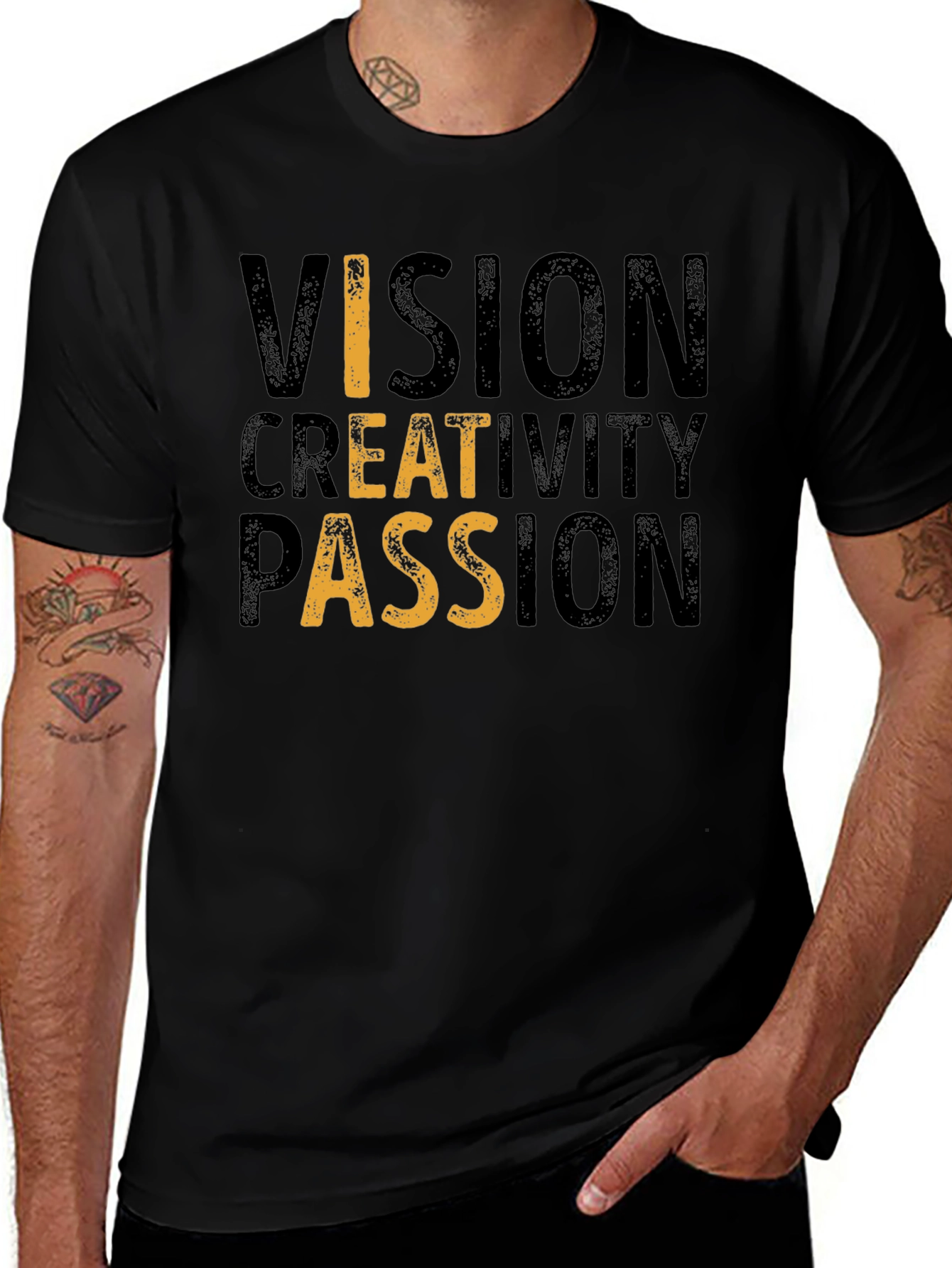 Vision Creativity Passion Black Graphic Tee