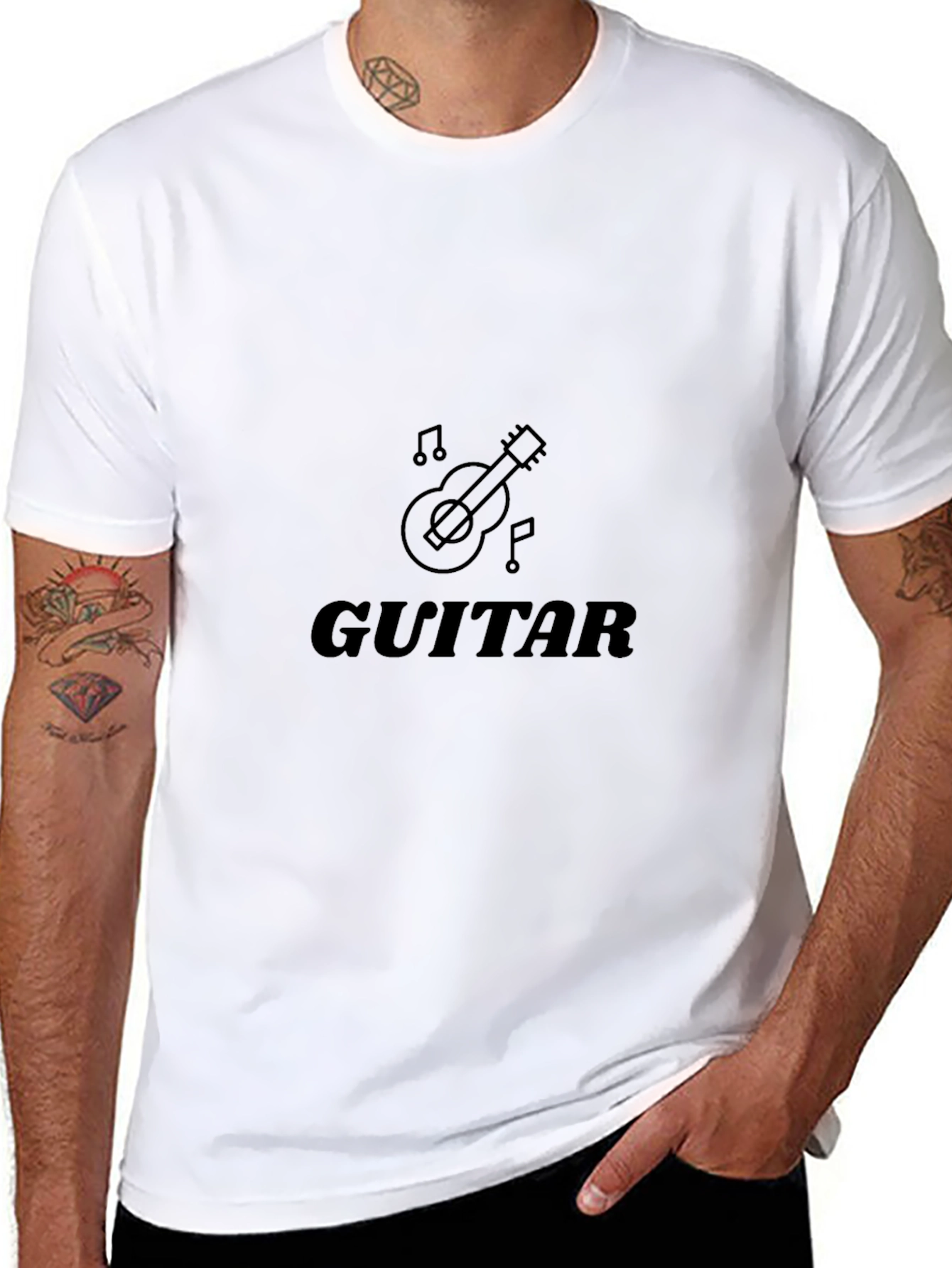 Guitar Graphic Black T-Shirt | Musical Instrument Tee