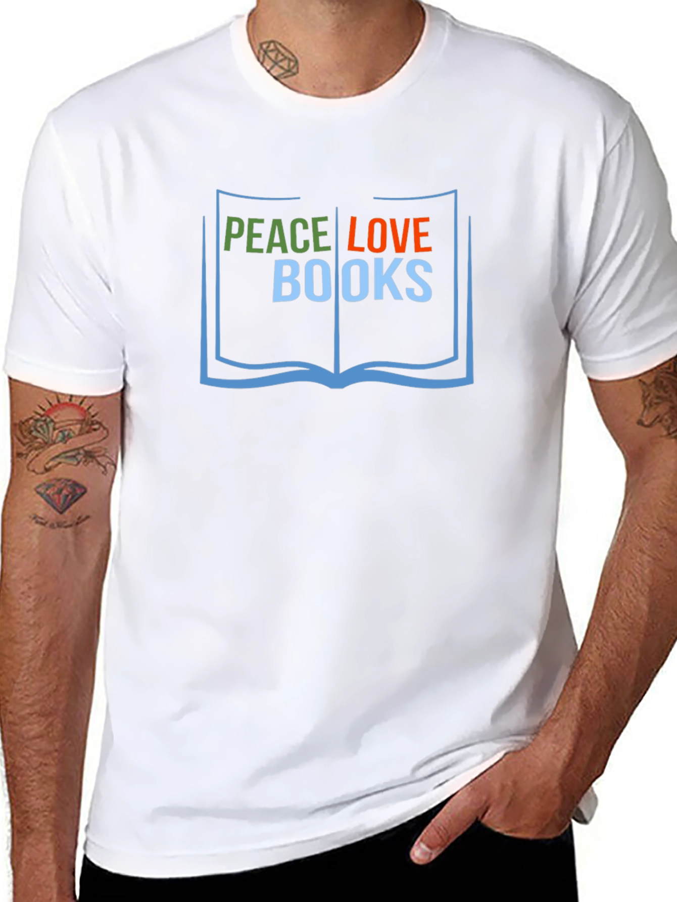 Peace Love Books T-Shirt Reader Tee