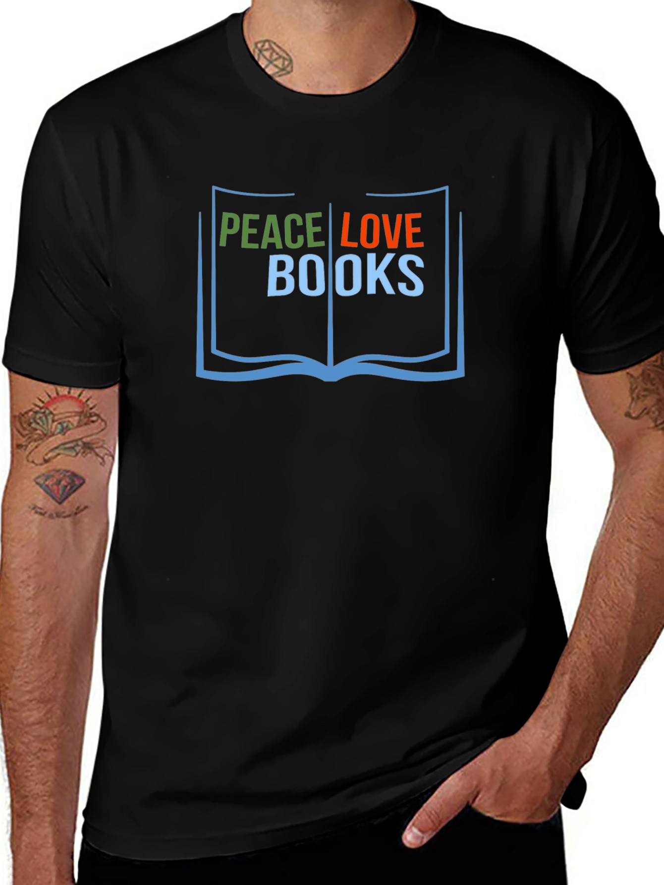 Peace Love Books T-Shirt Reader Tee