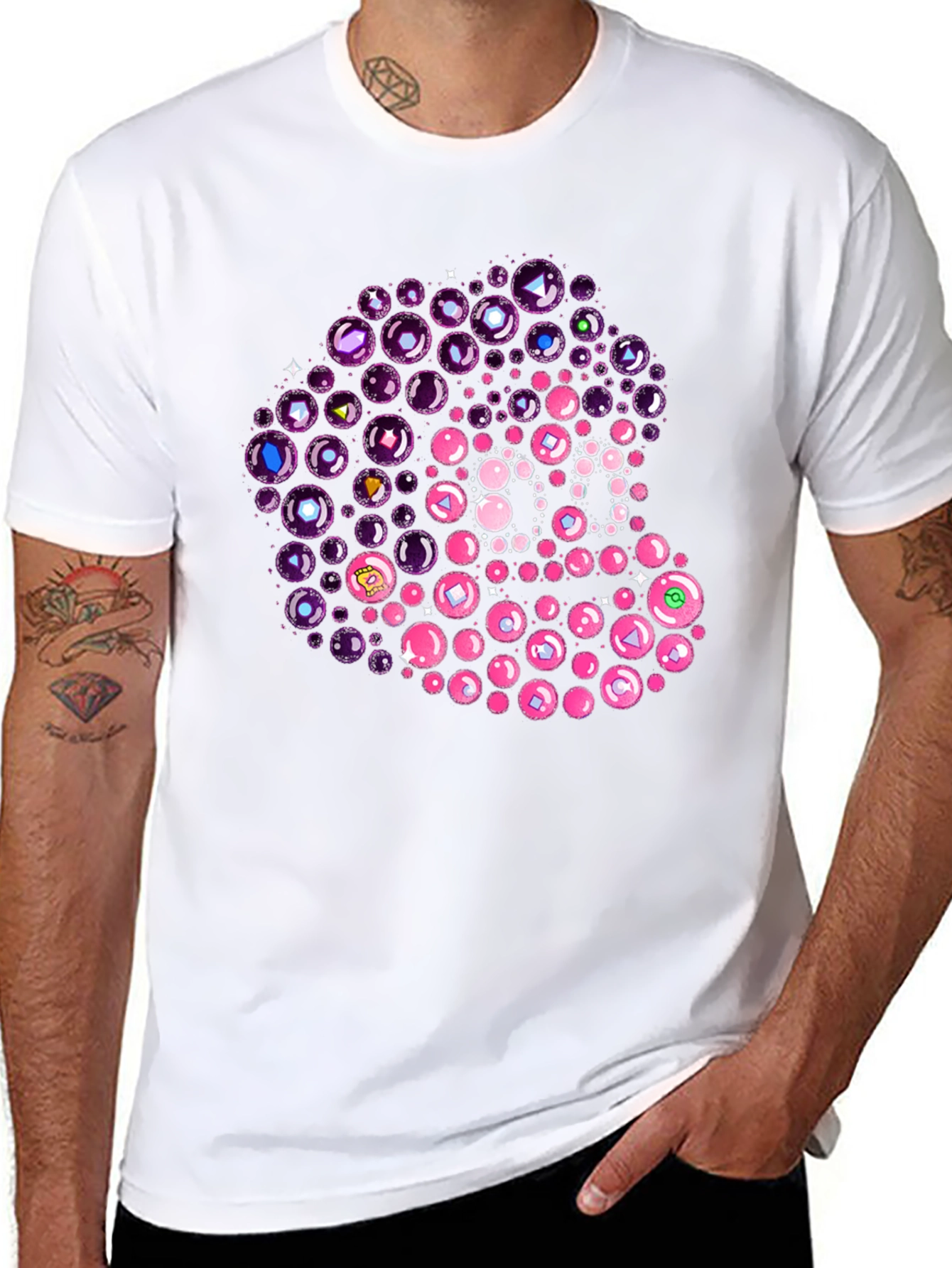 Unique Bubble Gem T-Shirt - Black Cotton Tee