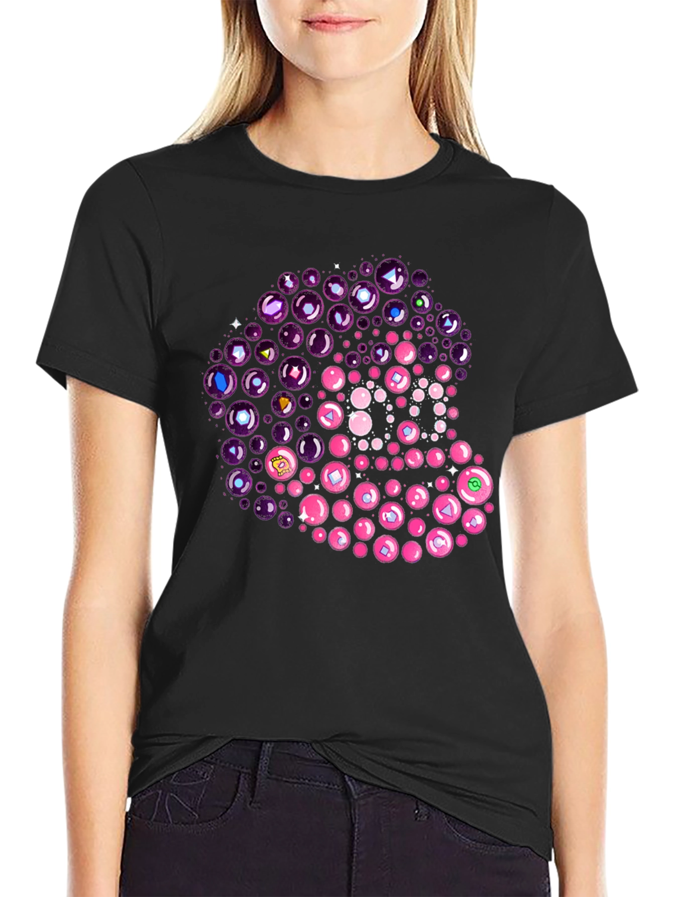Unique Bubble Gem T-Shirt - Black Cotton Tee