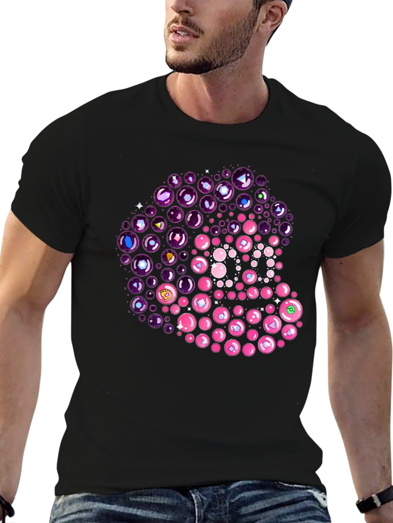 Unique Bubble Gem T-Shirt - Black Cotton Tee